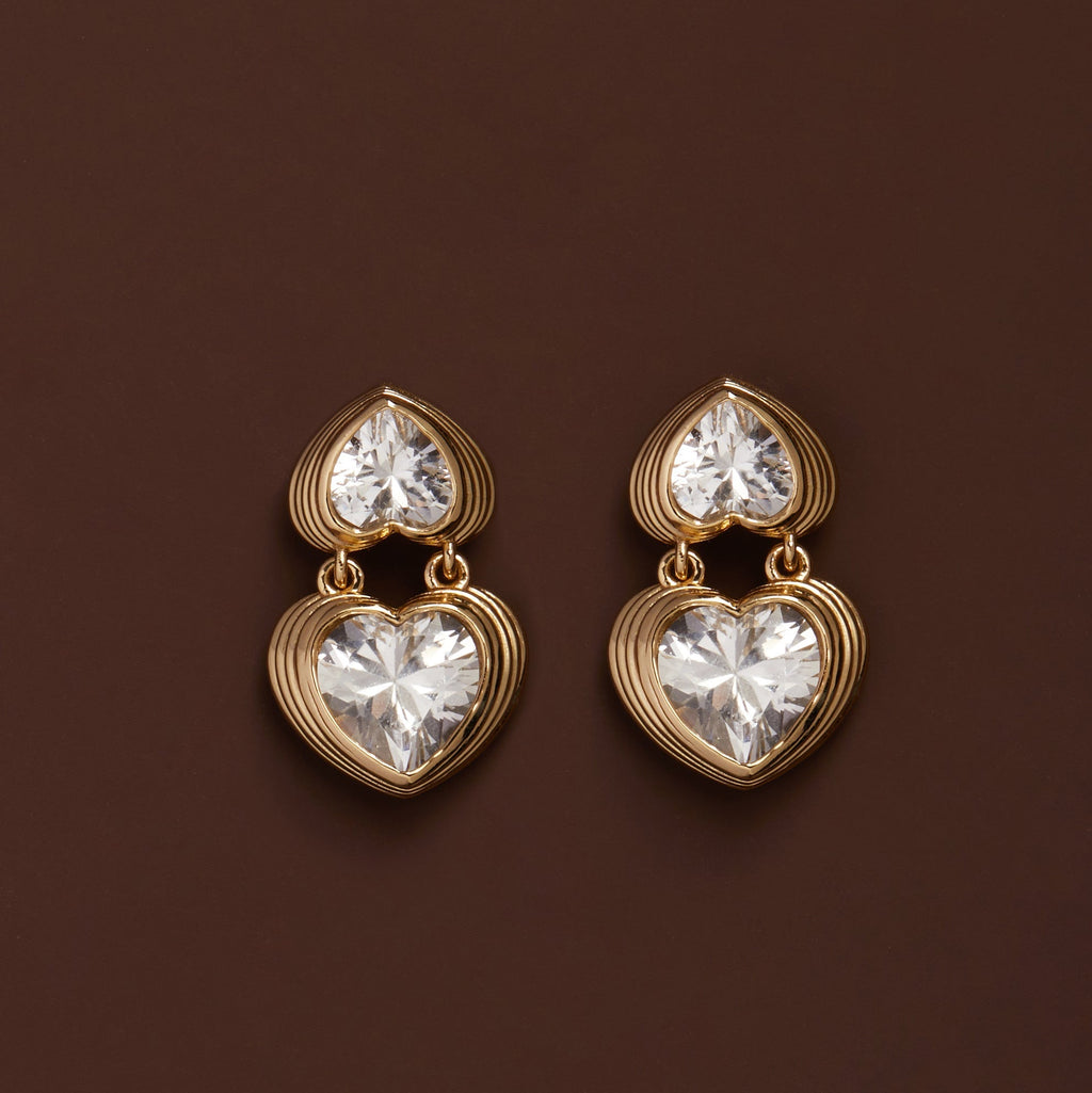 Radiant Heart Art Deco Drop Earrings