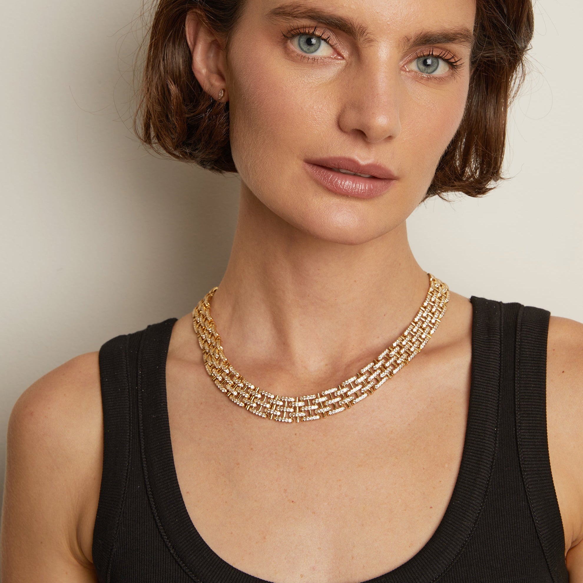 Lab Grown White Sapphire Panther Chain Link Necklace