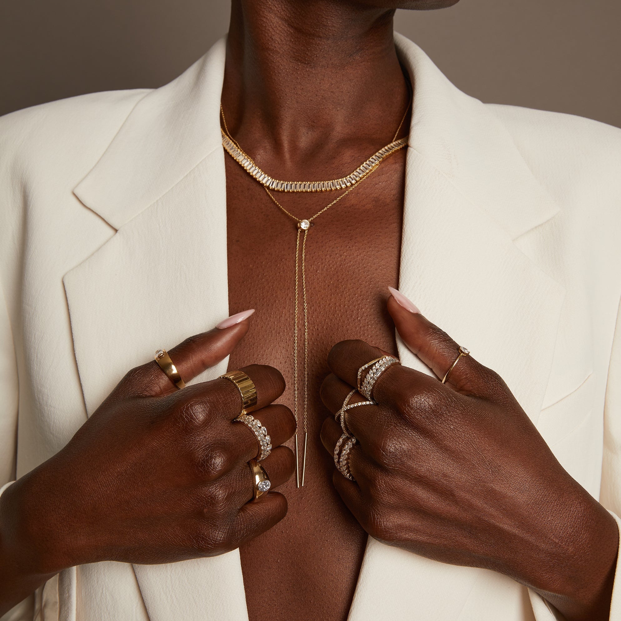 Aurate x Frye: Lab Grown White Sapphire Bolo Necklace