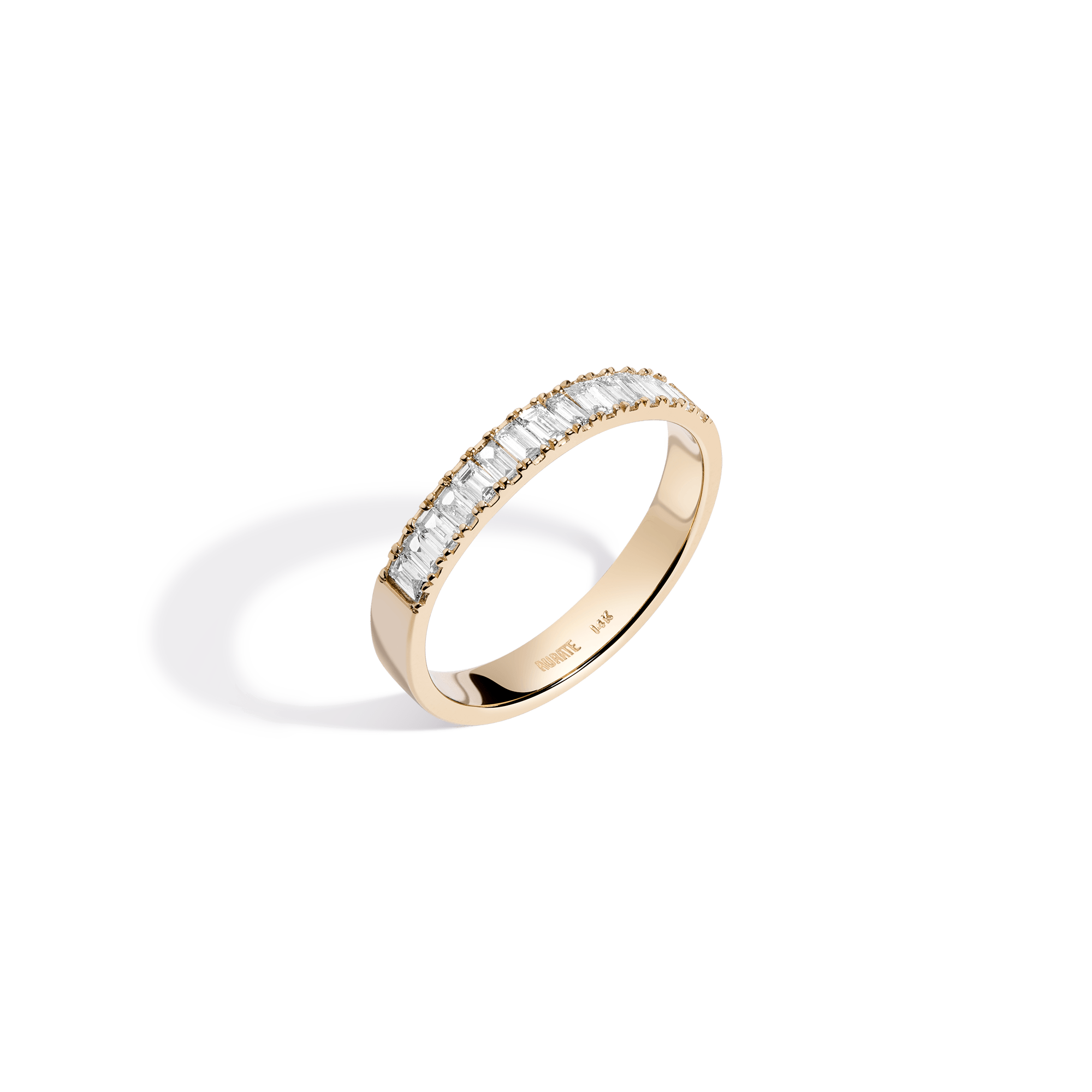 Bold Half Diamond Baguette Ring 14K 18K Yellow Gold First
