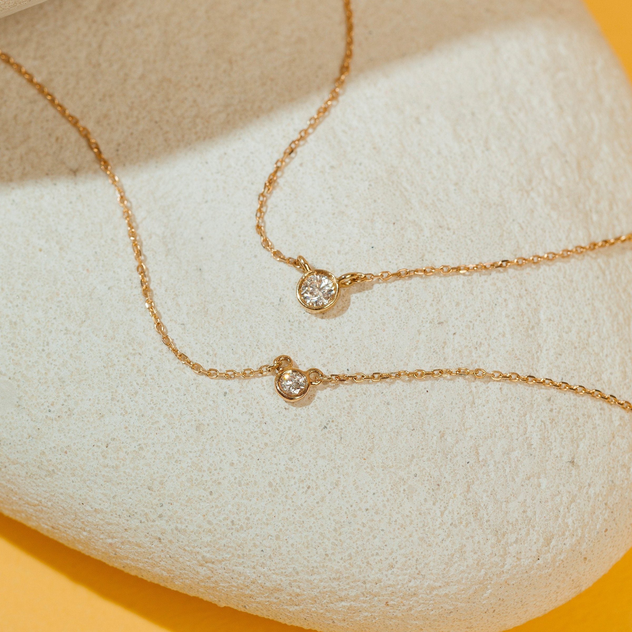 Medium Diamond Bezel Necklace