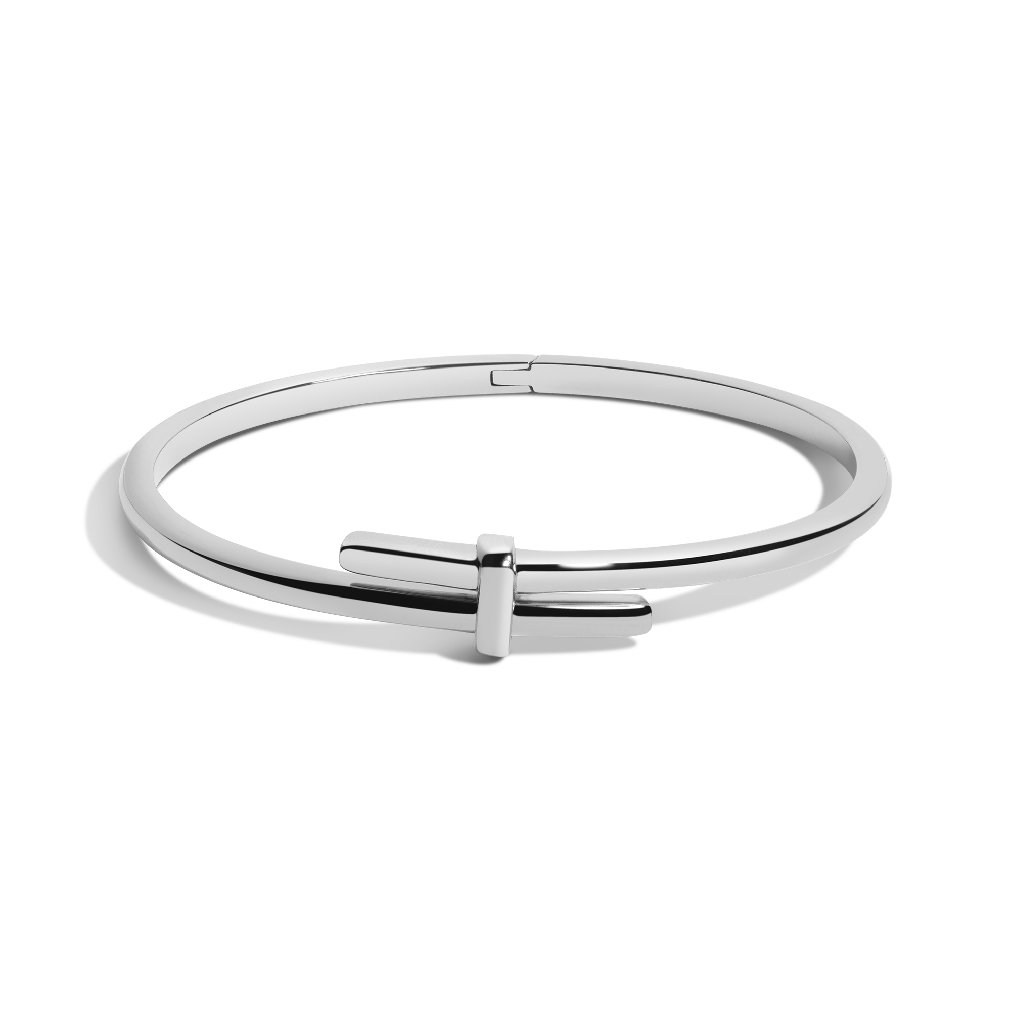 Crossover Hinged Bracelet Stainless Steel White Gold 7in First