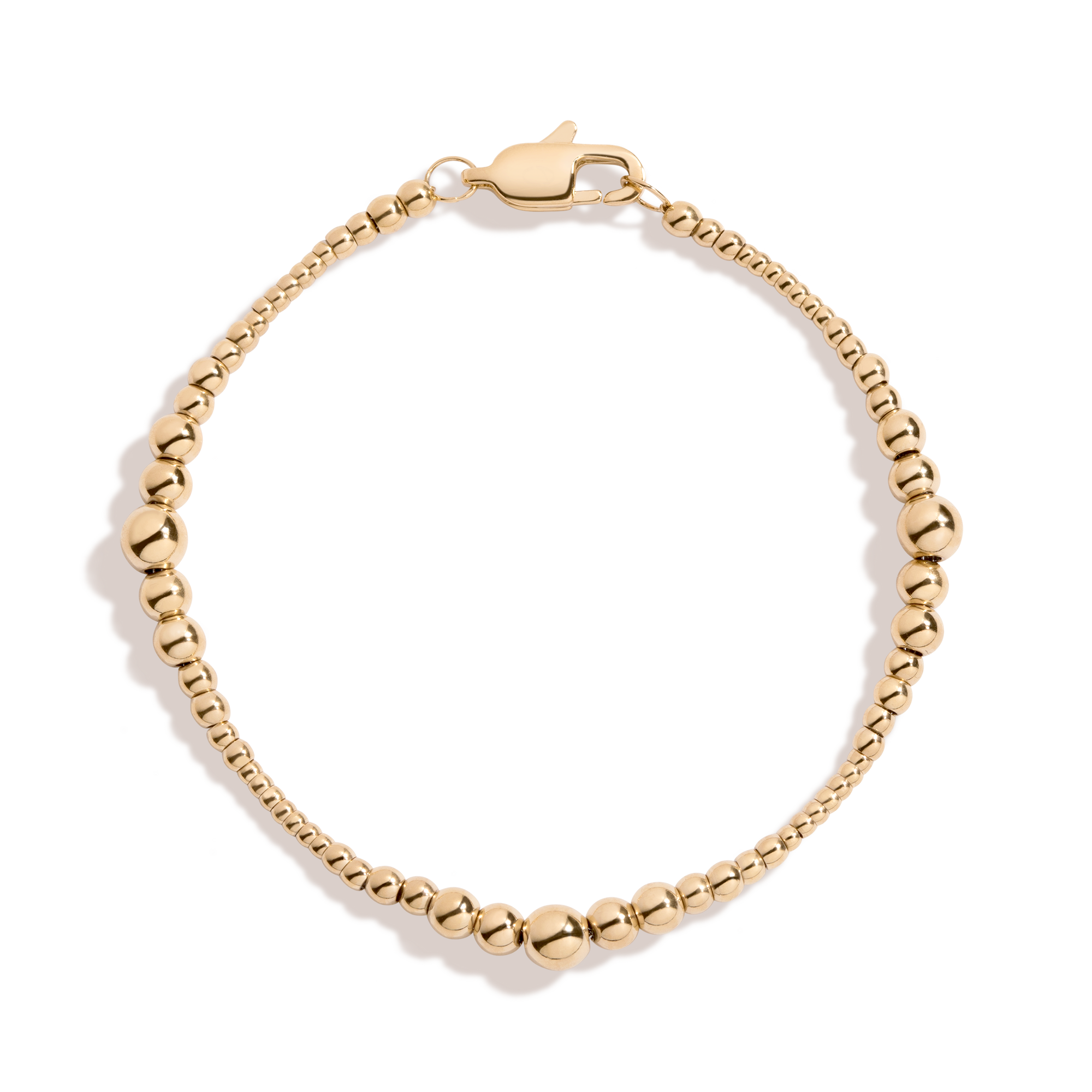 Graduated Ball Chain Bracelet Stainless Steel Yellow Gold 6.5in 7in 7.5in First