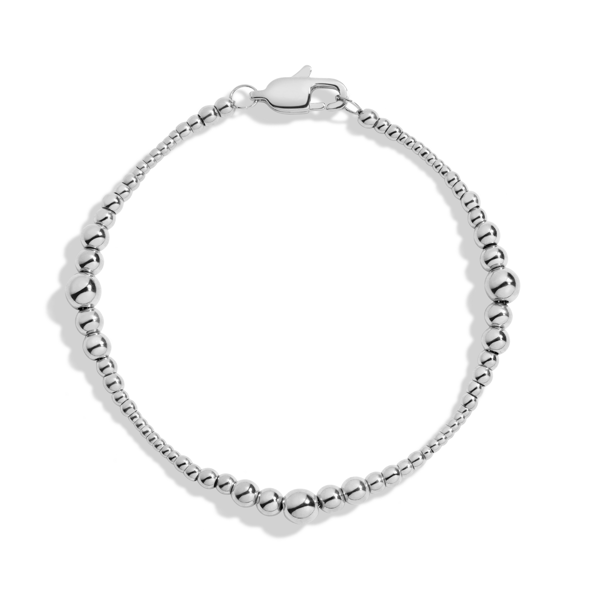 Graduated Ball Chain Bracelet Stainless Steel White Gold 6.5in 7in 7.5in First