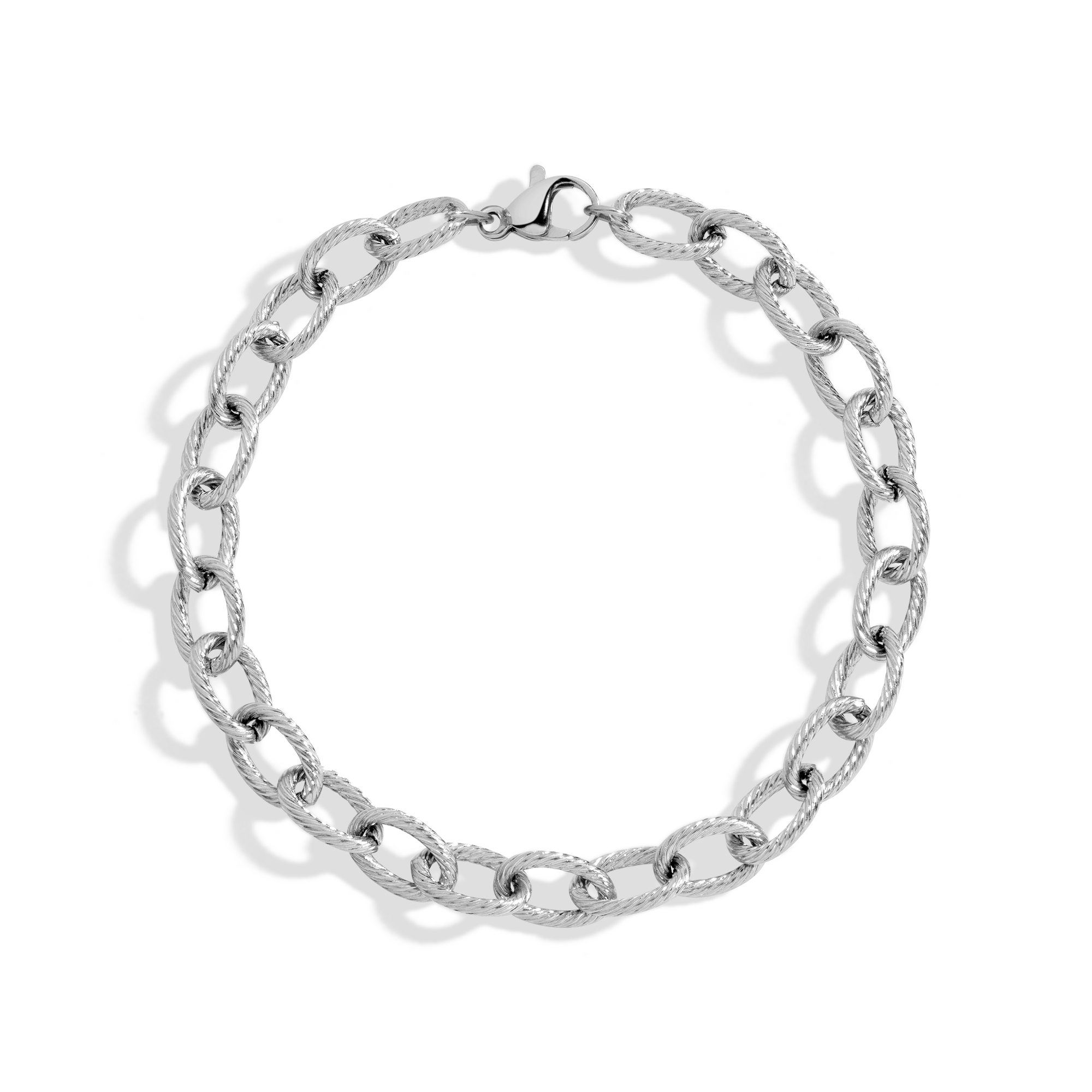Link Chain Bracelet Stainless Steel White Gold 6.5in 7in 7.5in First