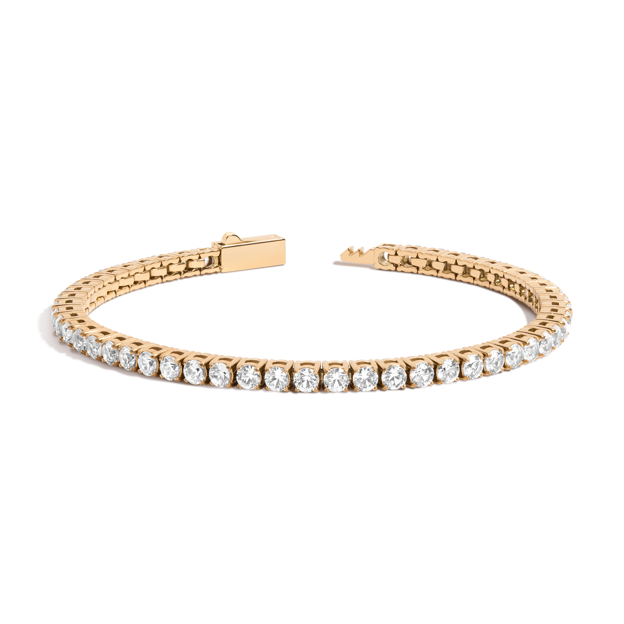 Unbreakable Lab Grown White Sapphire Tennis Bracelet Stainless Steel Yellow Gold 6in 6.5in 7in 7.5in First