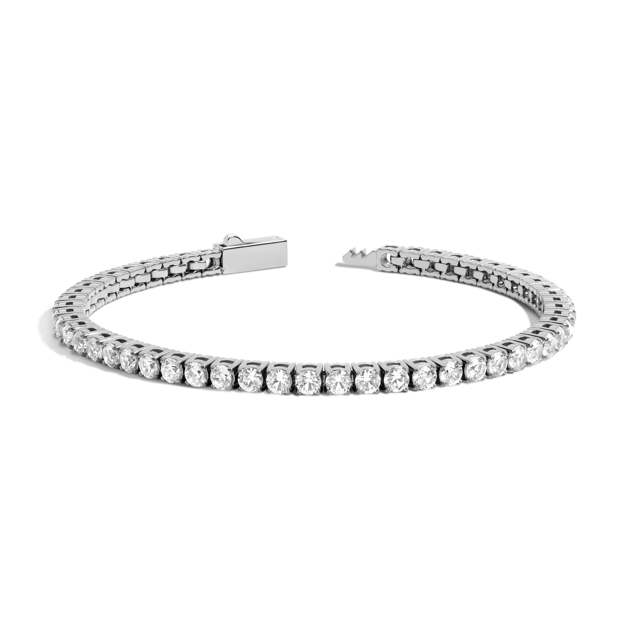 Unbreakable Lab Grown White Sapphire Tennis Bracelet Stainless Steel White Gold 6in 6.5in 7in 7.5in First