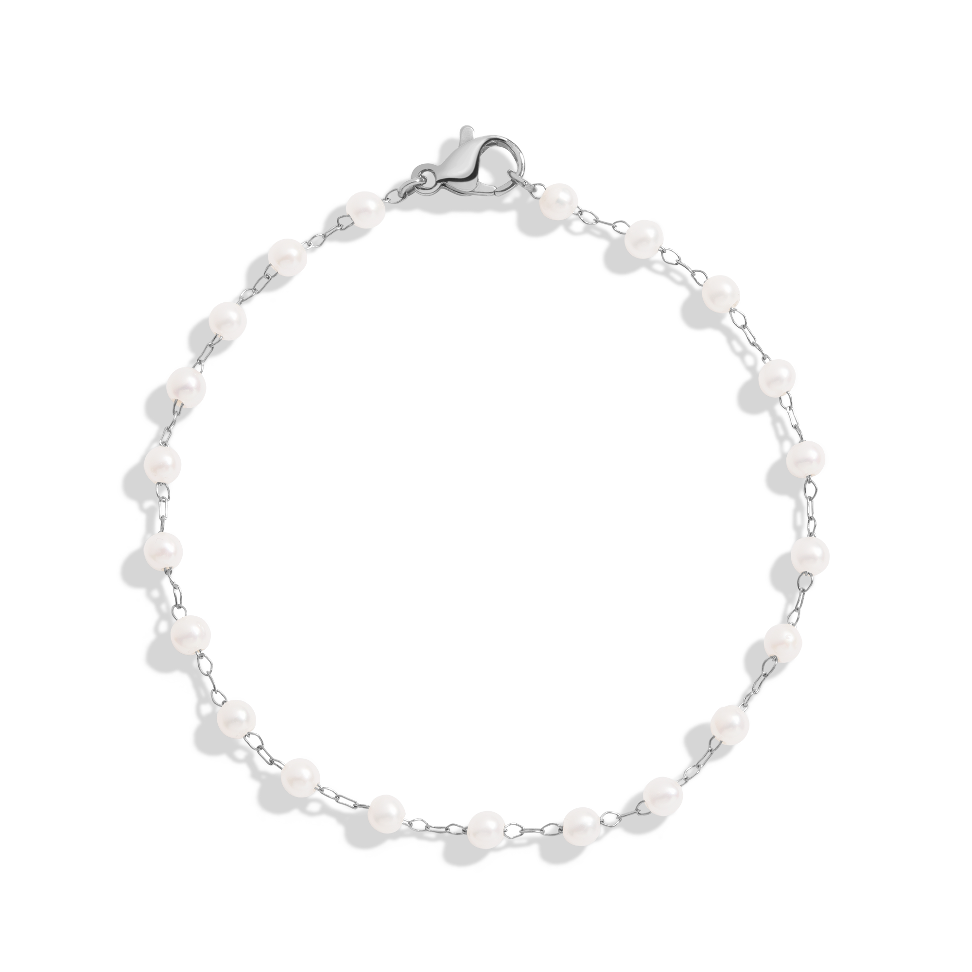Pearl Vine Bracelet Stainless Steel White Gold 6.5in 7in 7.5in First