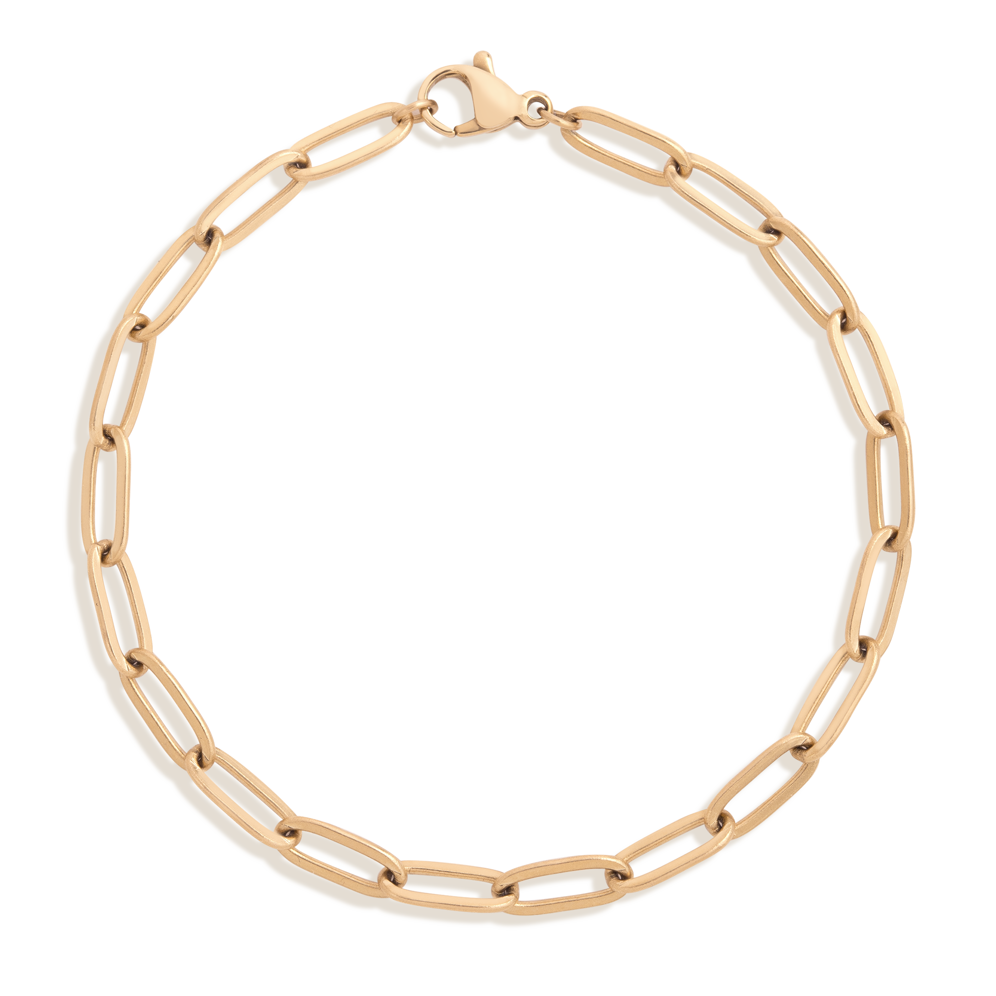 Unbreakable Paperclip Chain Bracelet Stainless Steel Yellow Gold 6.5in 7in 7.5in First