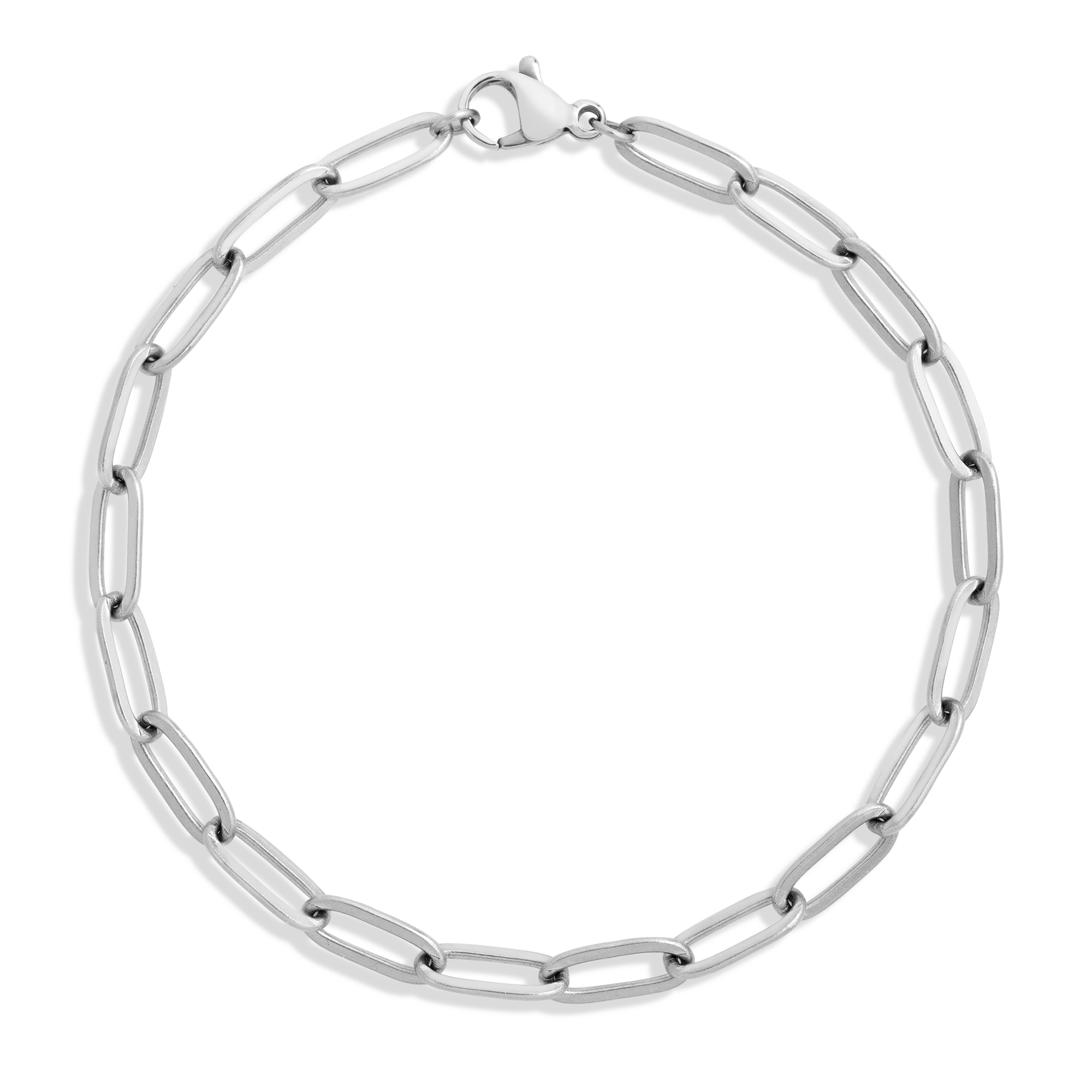 Unbreakable Paperclip Chain Bracelet Stainless Steel White Gold 6.5in 7in 7.5in First