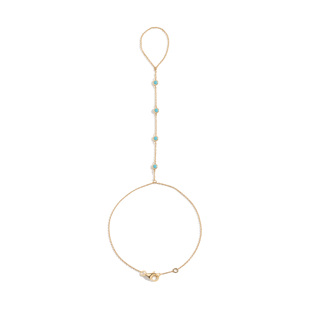 Aurate x Frye: Turquoise Station Hand Chain Bracelet