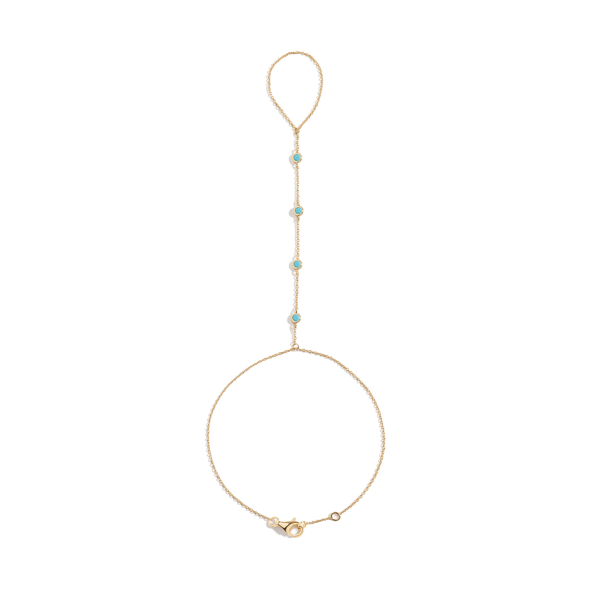 Aurate x Frye: Turquoise Station Hand Chain Bracelet