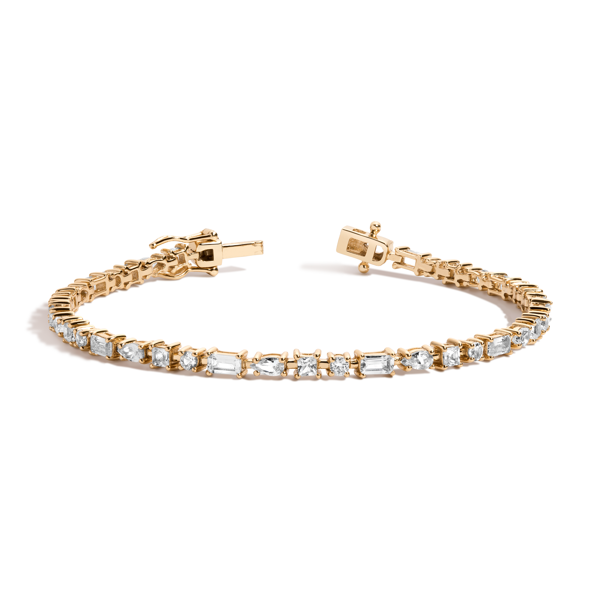 Lab Grown White Sapphire Mosaic Tennis Bracelet