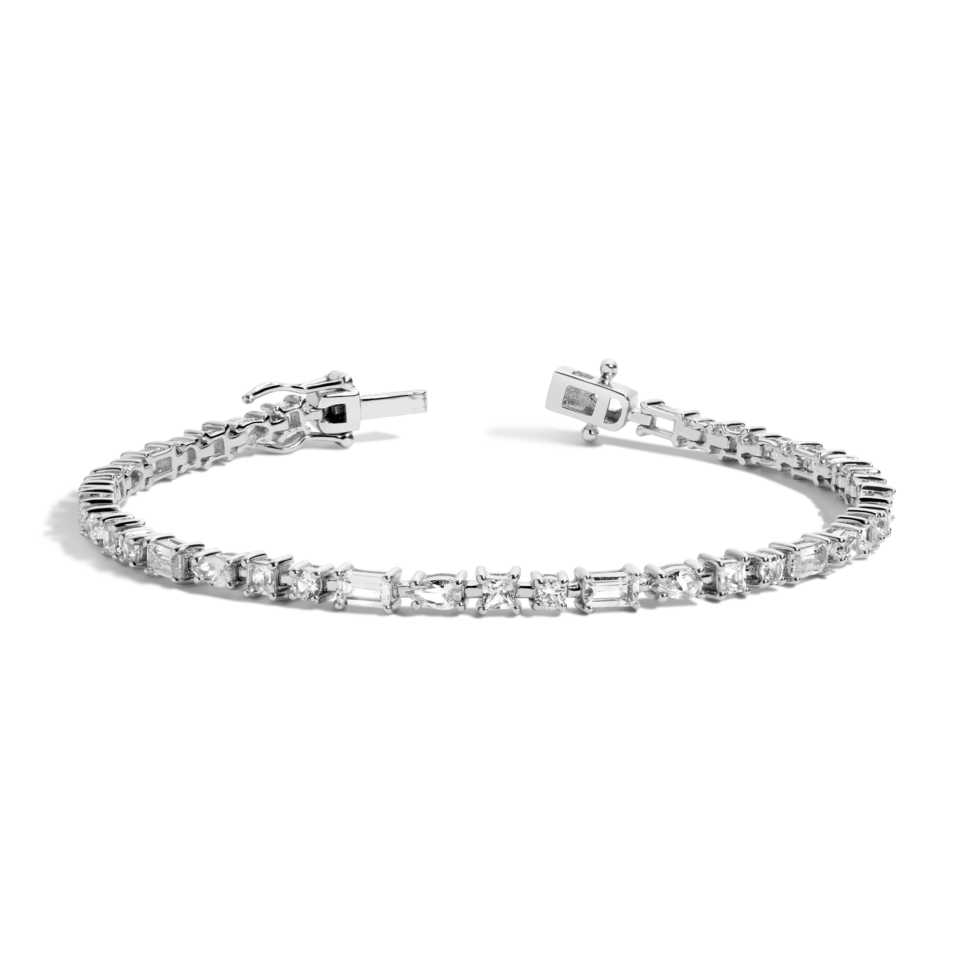Lab Grown White Sapphire Mosaic Tennis Bracelet