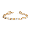 Lab Grown White Sapphire and Canary Mixed Shape Tennis Bracelet