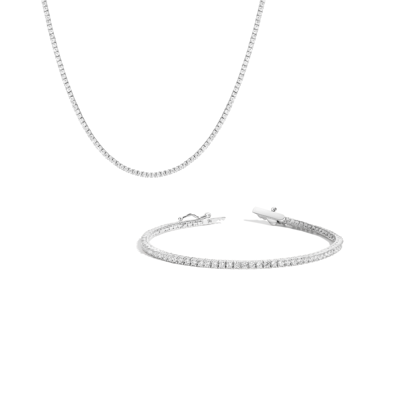 Lab Grown White Sapphire Tennis Set