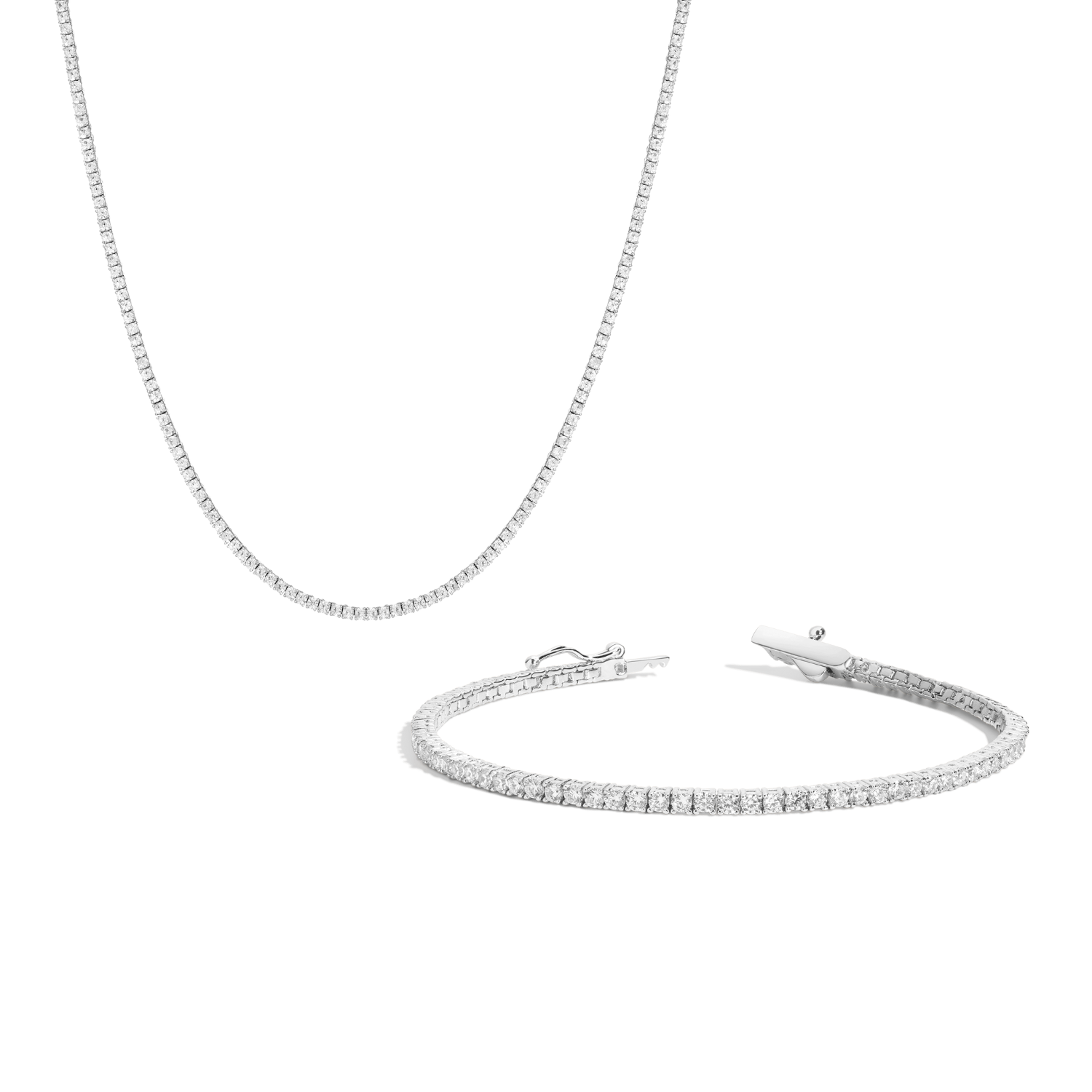 Lab Grown White Sapphire Tennis Set