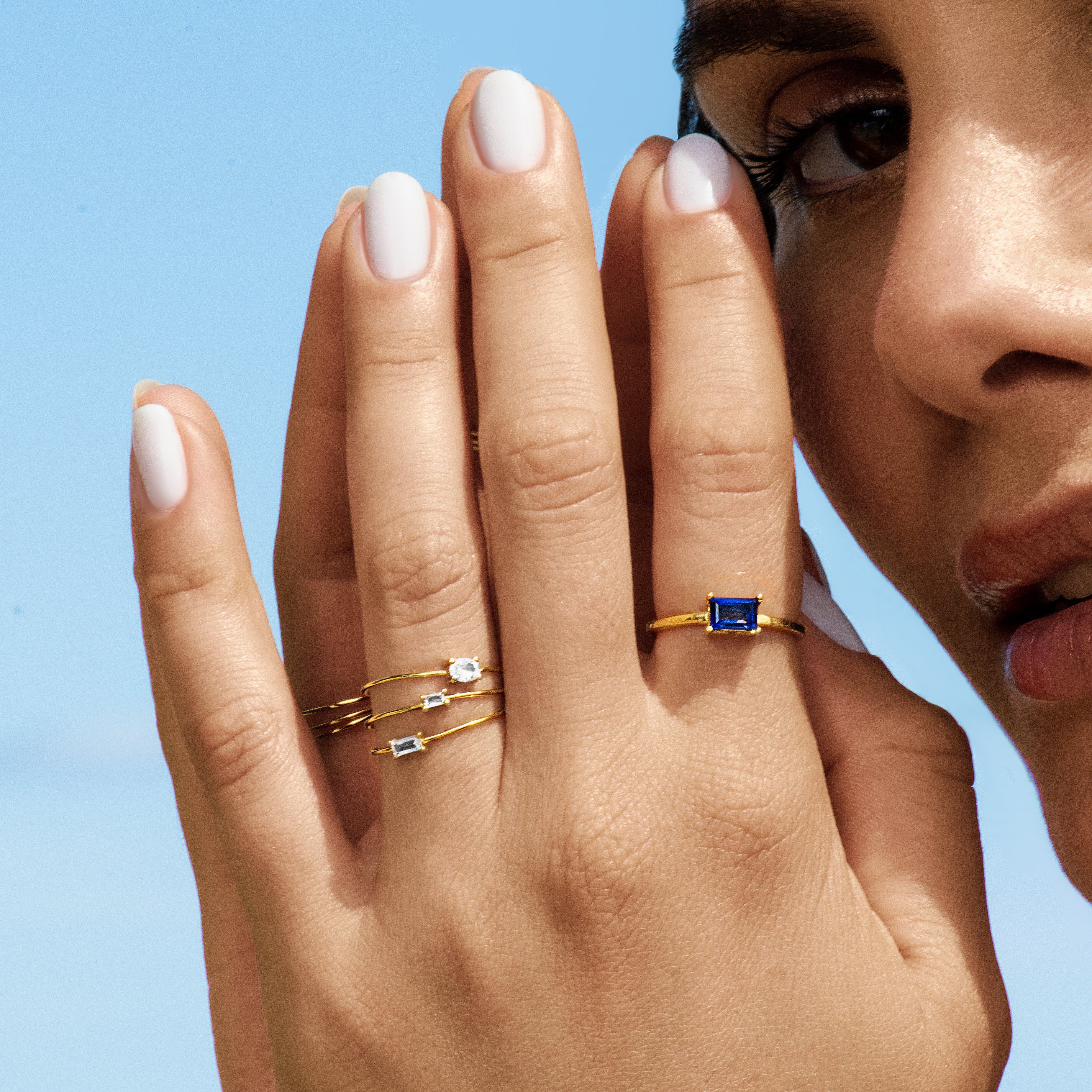 Birthstone Baguette Ring - London Blue Topaz