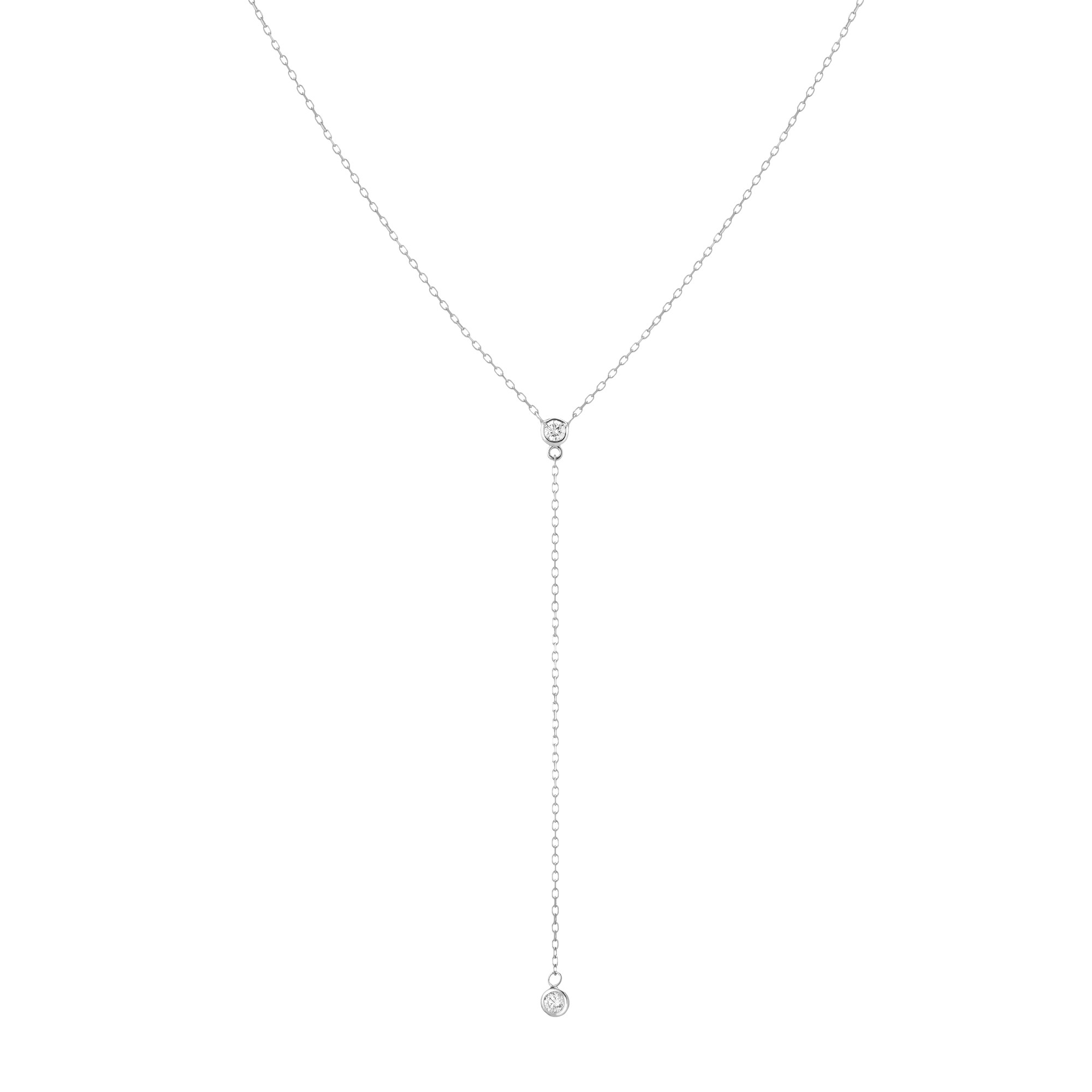 Diamond Bezel Lariat Necklace