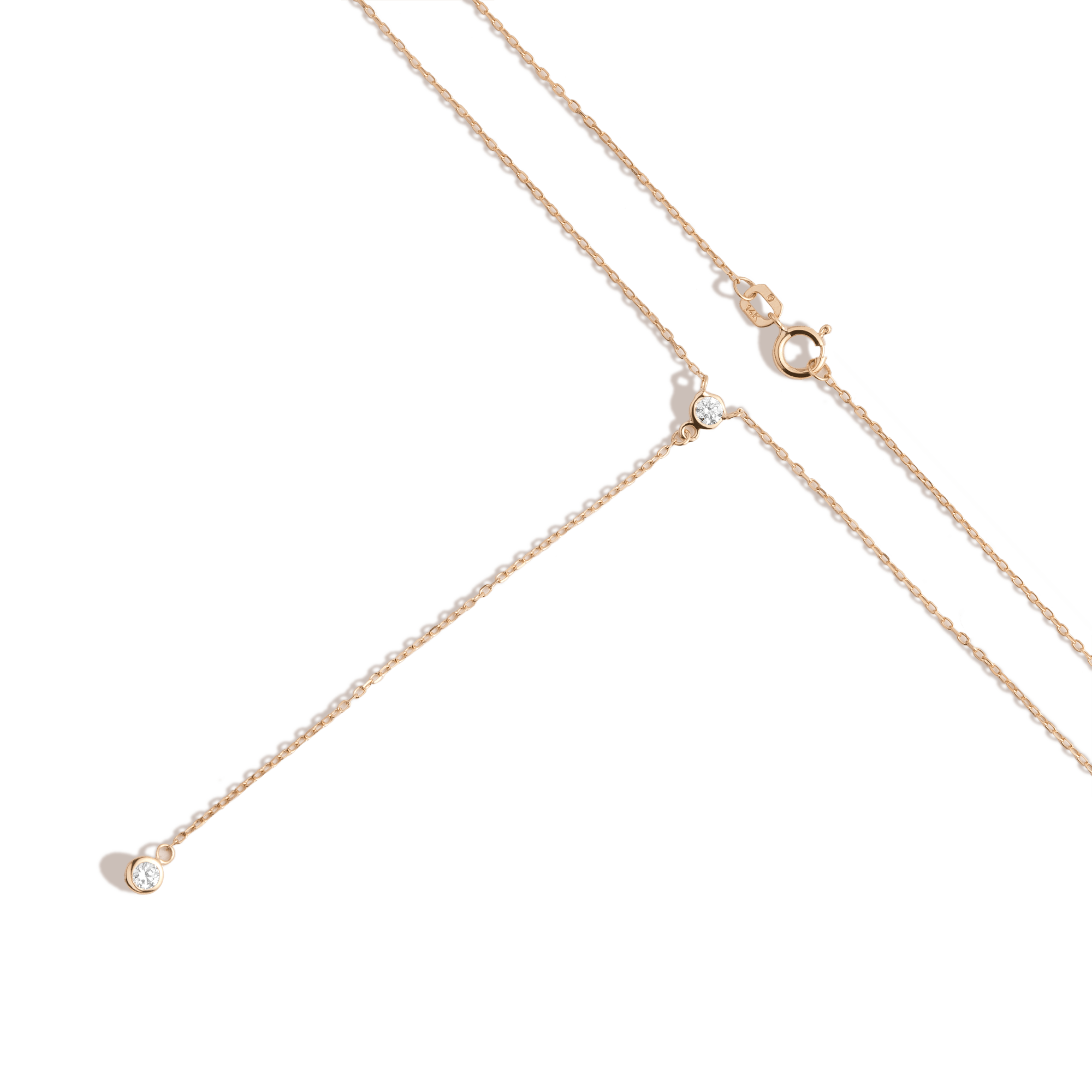 Diamond Bezel Lariat Necklace