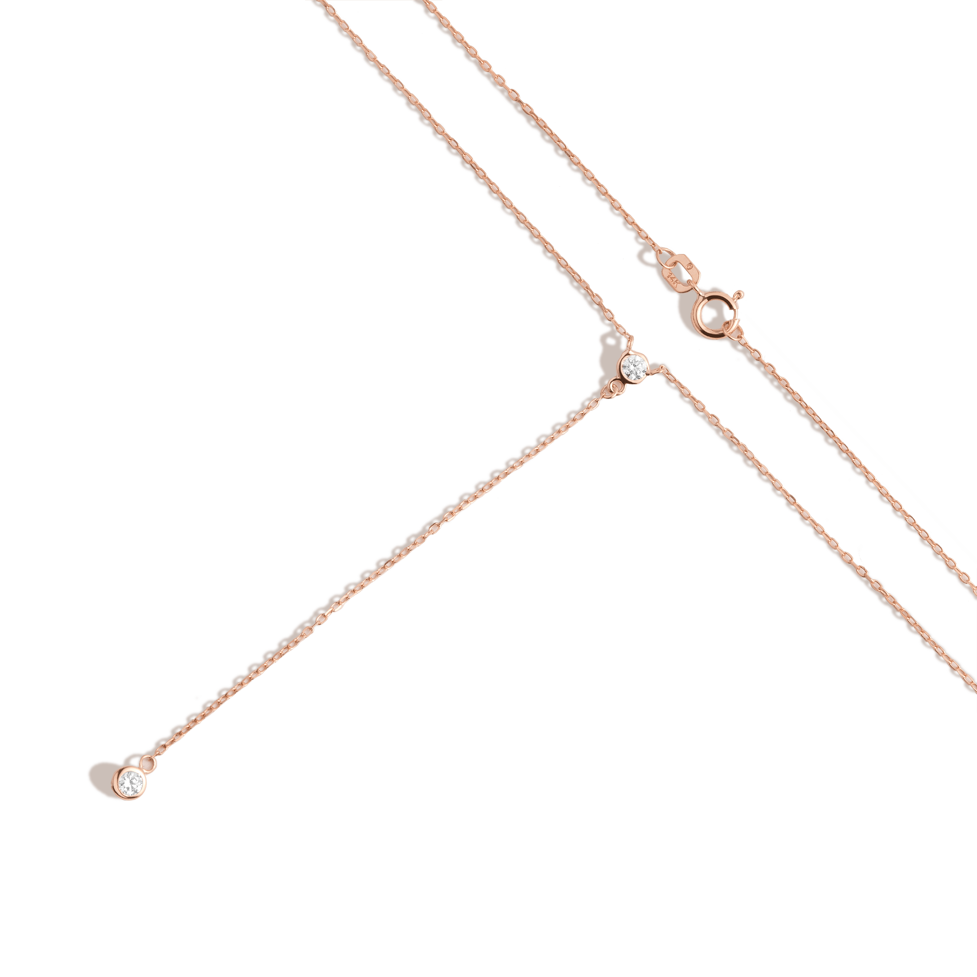 Diamond Bezel Lariat Necklace