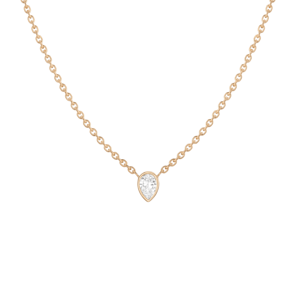 XL Lab Grown Diamond Pear Bezel Necklace