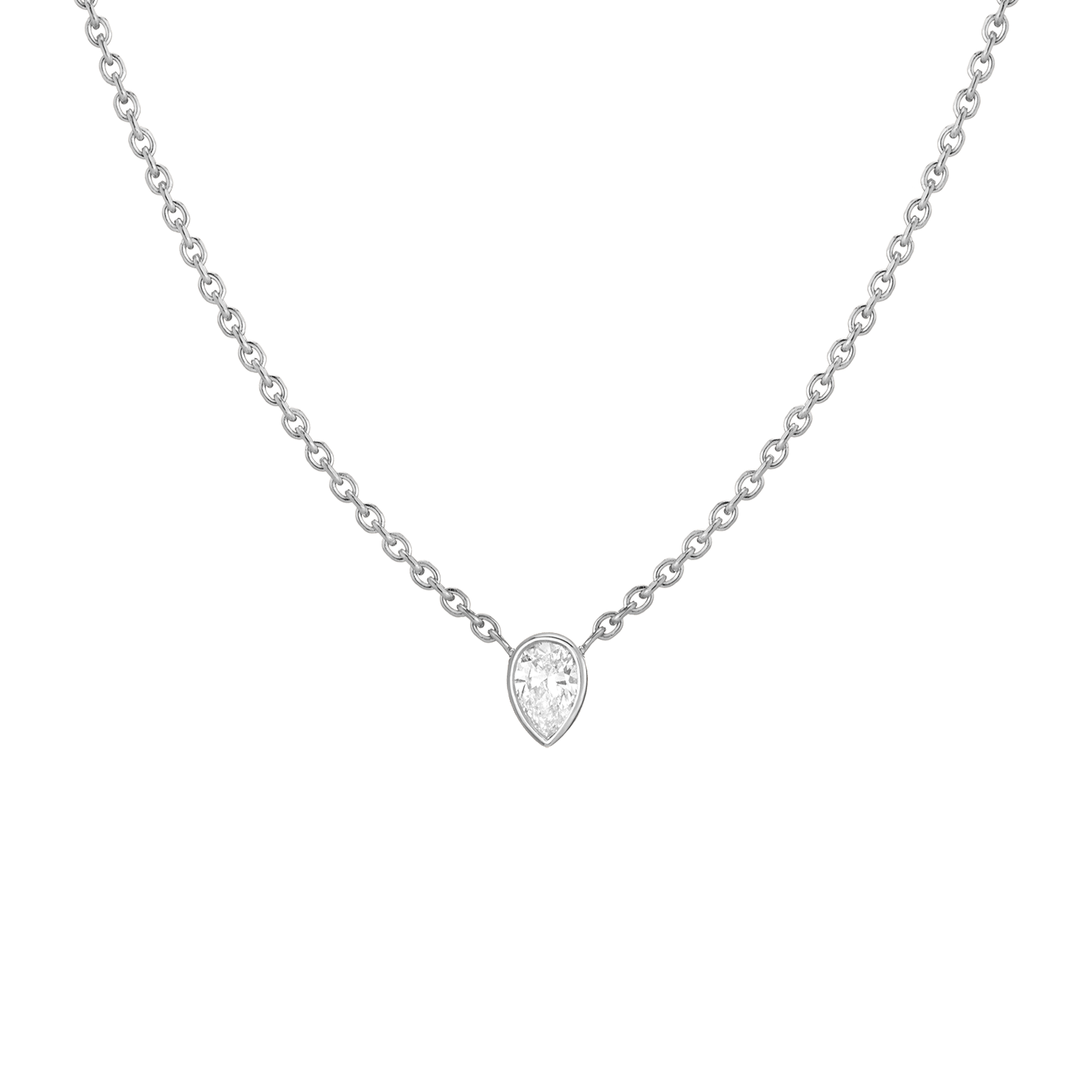 XL Lab Grown Diamond Pear Bezel Necklace