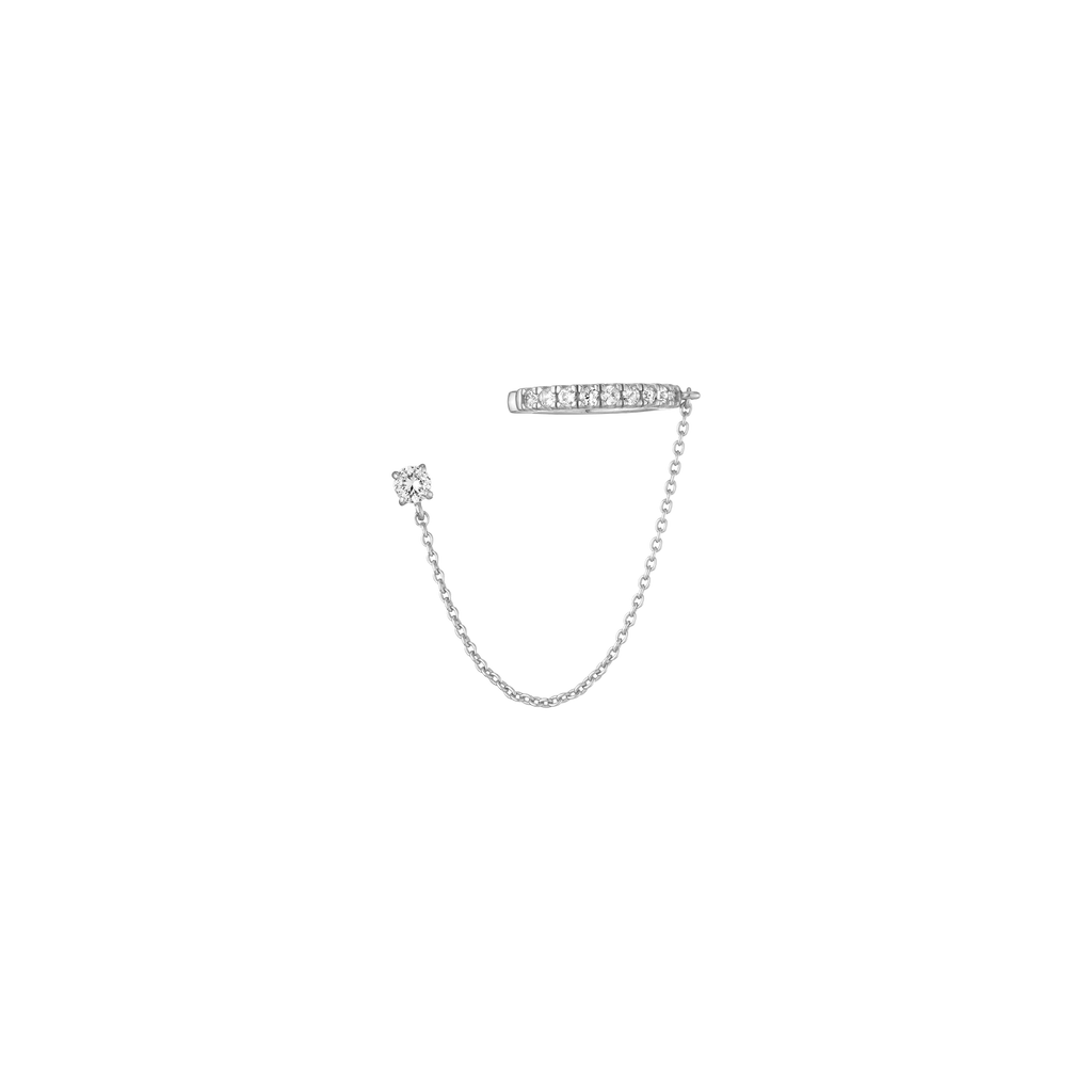 Aurate x Frye: Lab Grown White Sapphire Stud and Ear Cuff