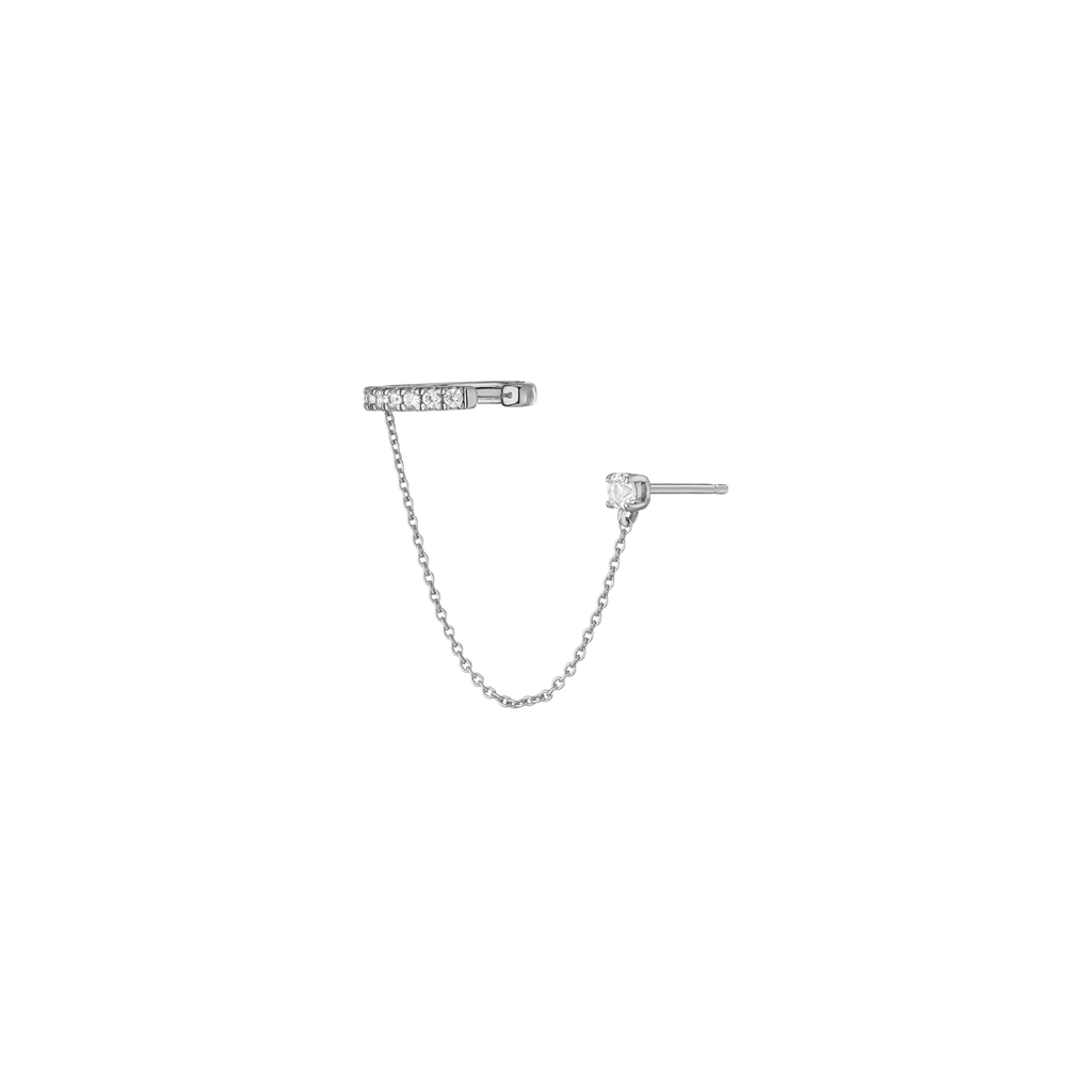 Aurate x Frye: Lab Grown White Sapphire Stud and Ear Cuff