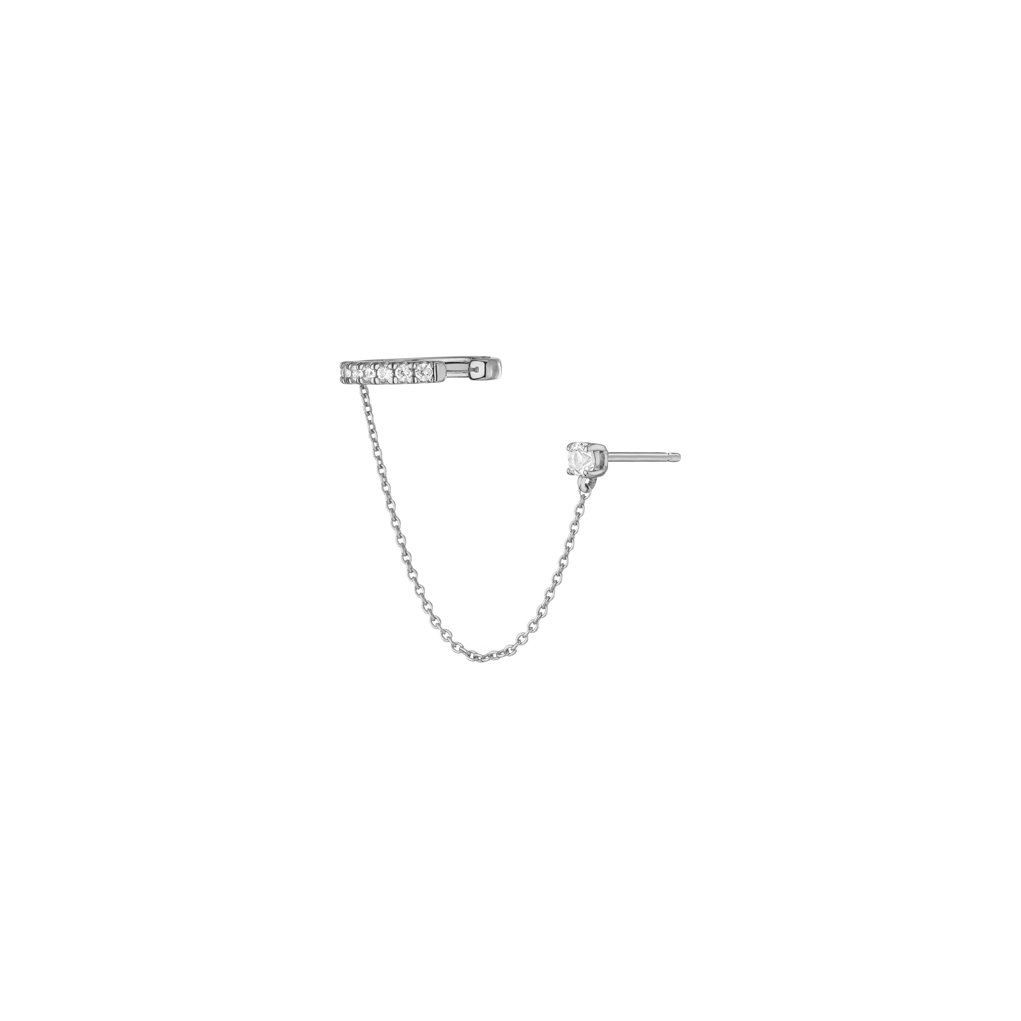 Aurate x Frye: Lab Grown White Sapphire Stud and Ear Cuff