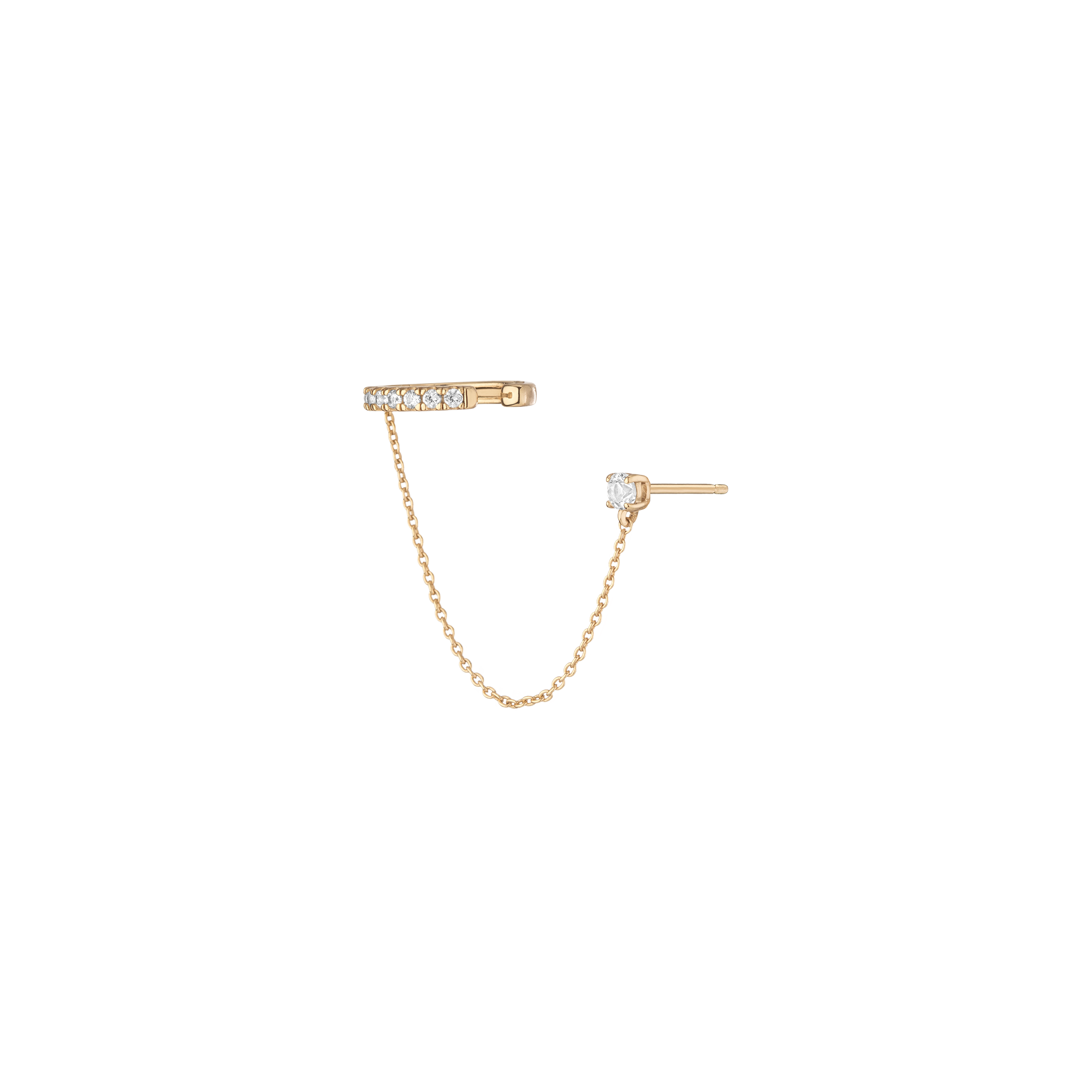 Aurate x Frye: Lab Grown White Sapphire Stud and Ear Cuff