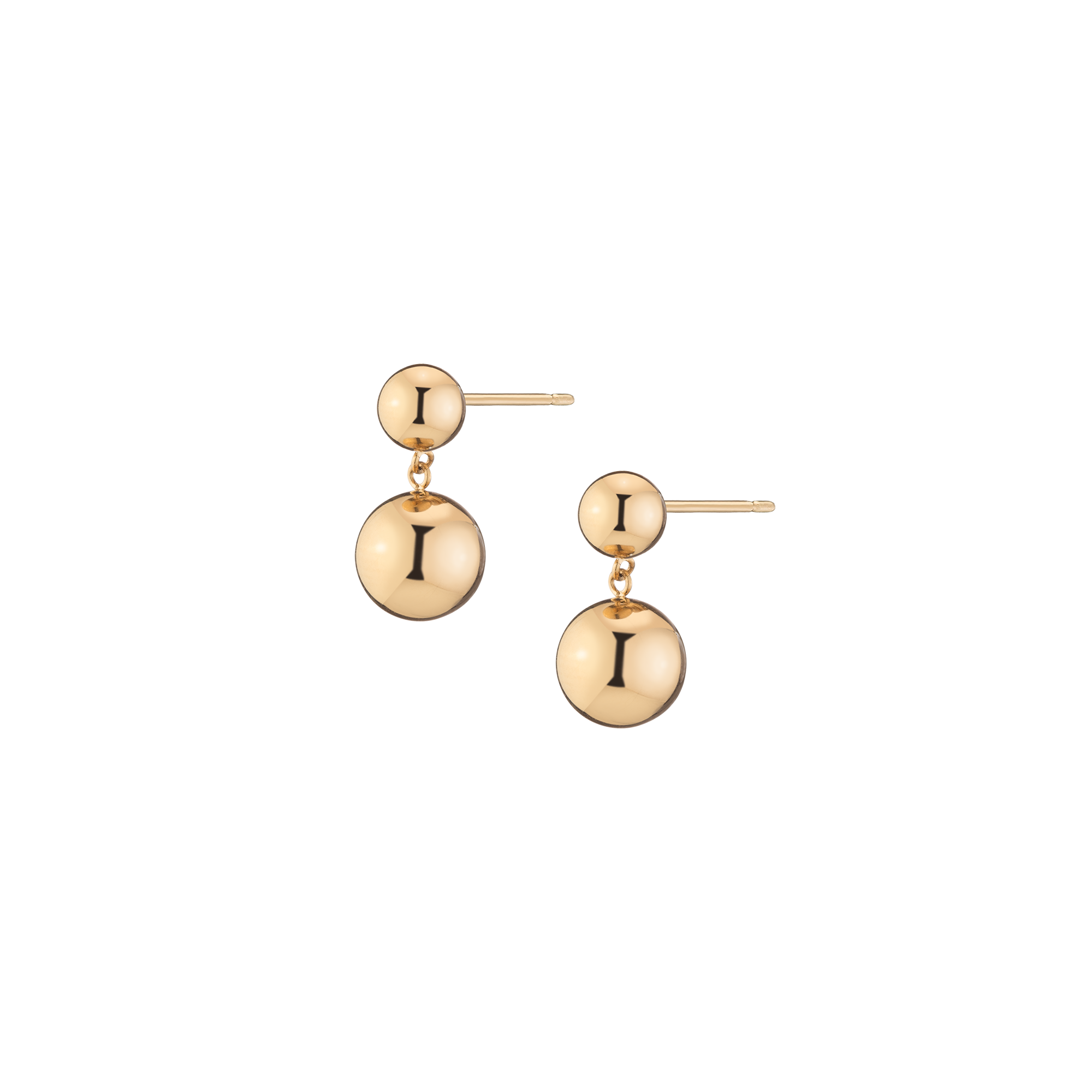 Graduated Ball Drop Earrings Stainless Steel Yellow Gold First