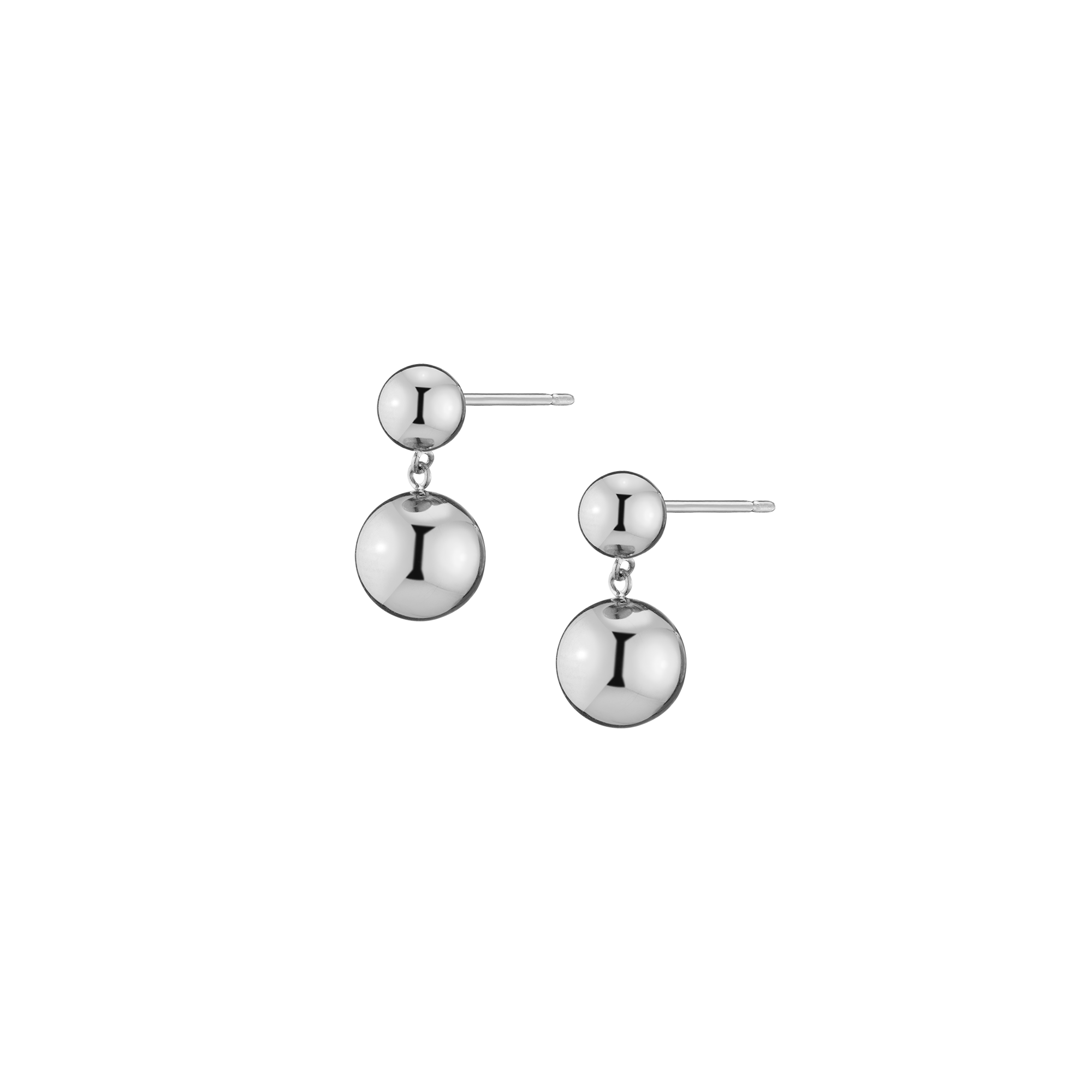 Graduated Ball Drop Earrings Stainless Steel White Gold First