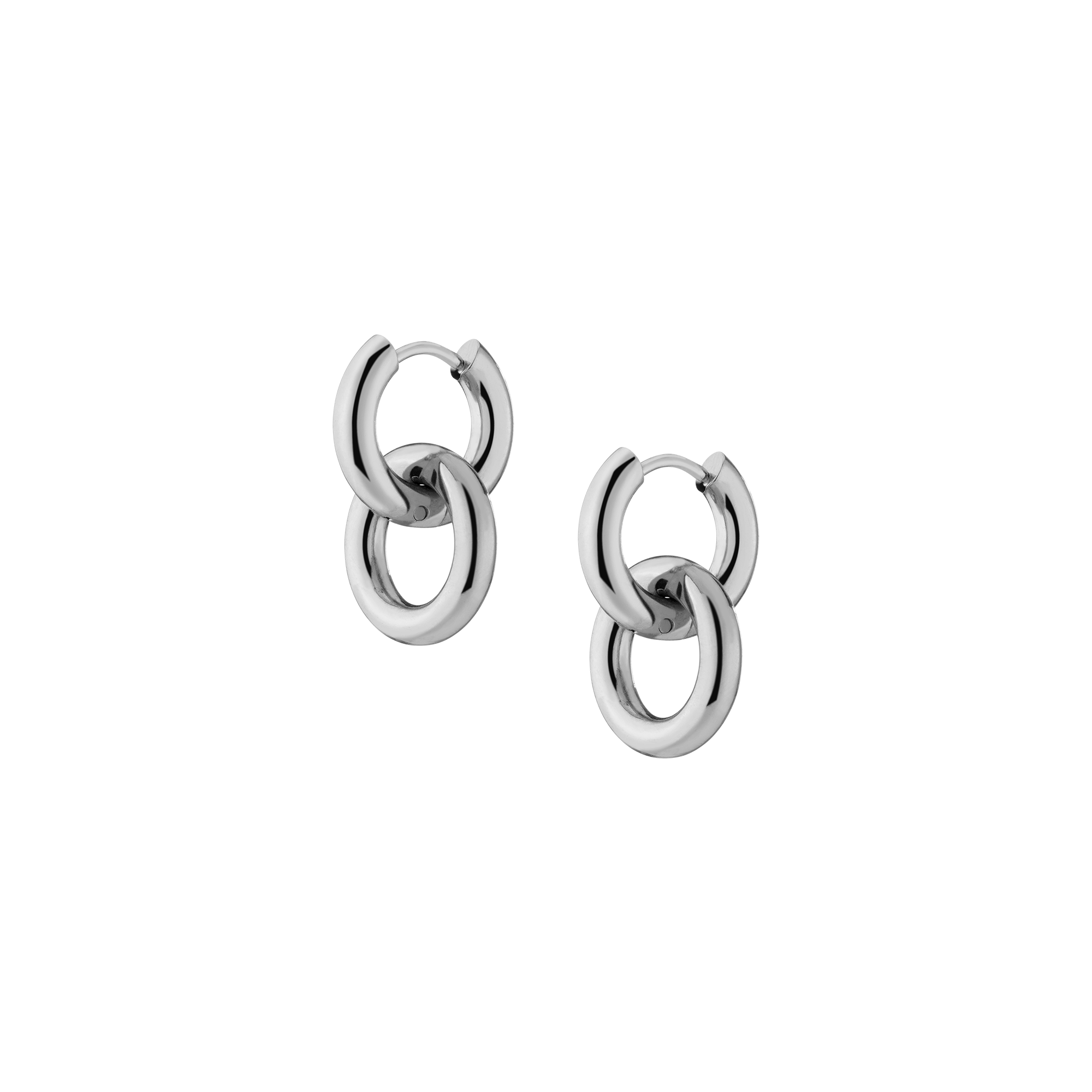 Bold Connection Earrings Stainless Steel White Gold First
