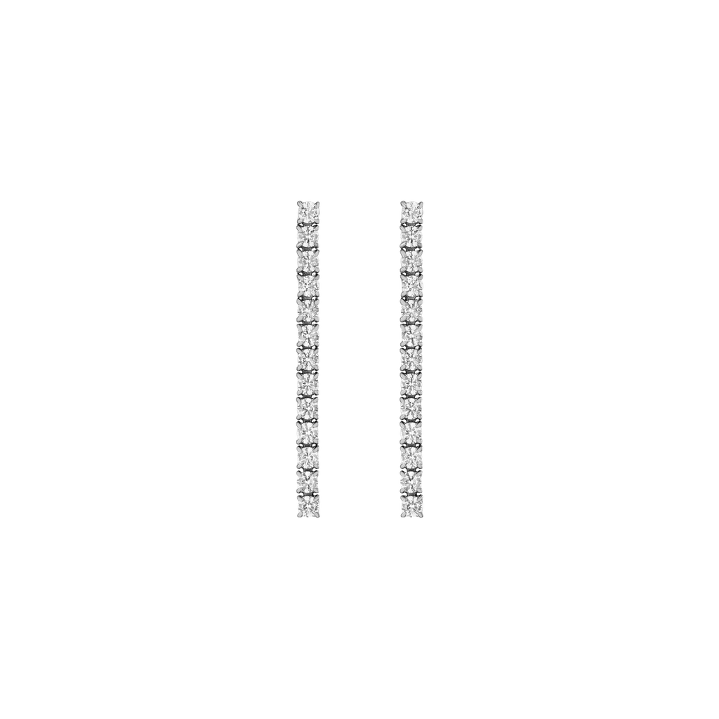 Unbreakable Lab Grown White Sapphire Tennis Earrings Stainless Steel White Gold First