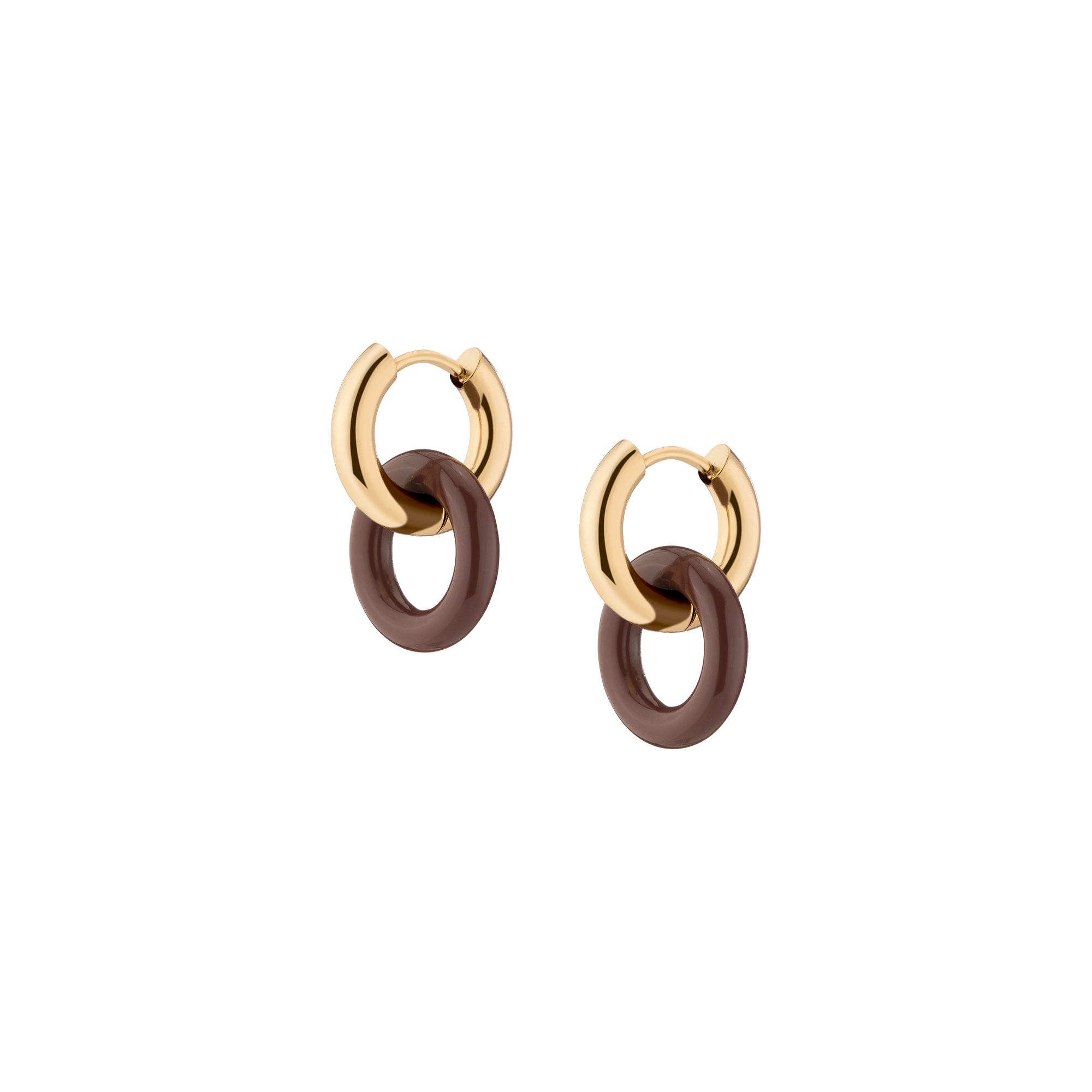 Maroon Bold Connection Earrings Stainless Steel Yellow Gold First