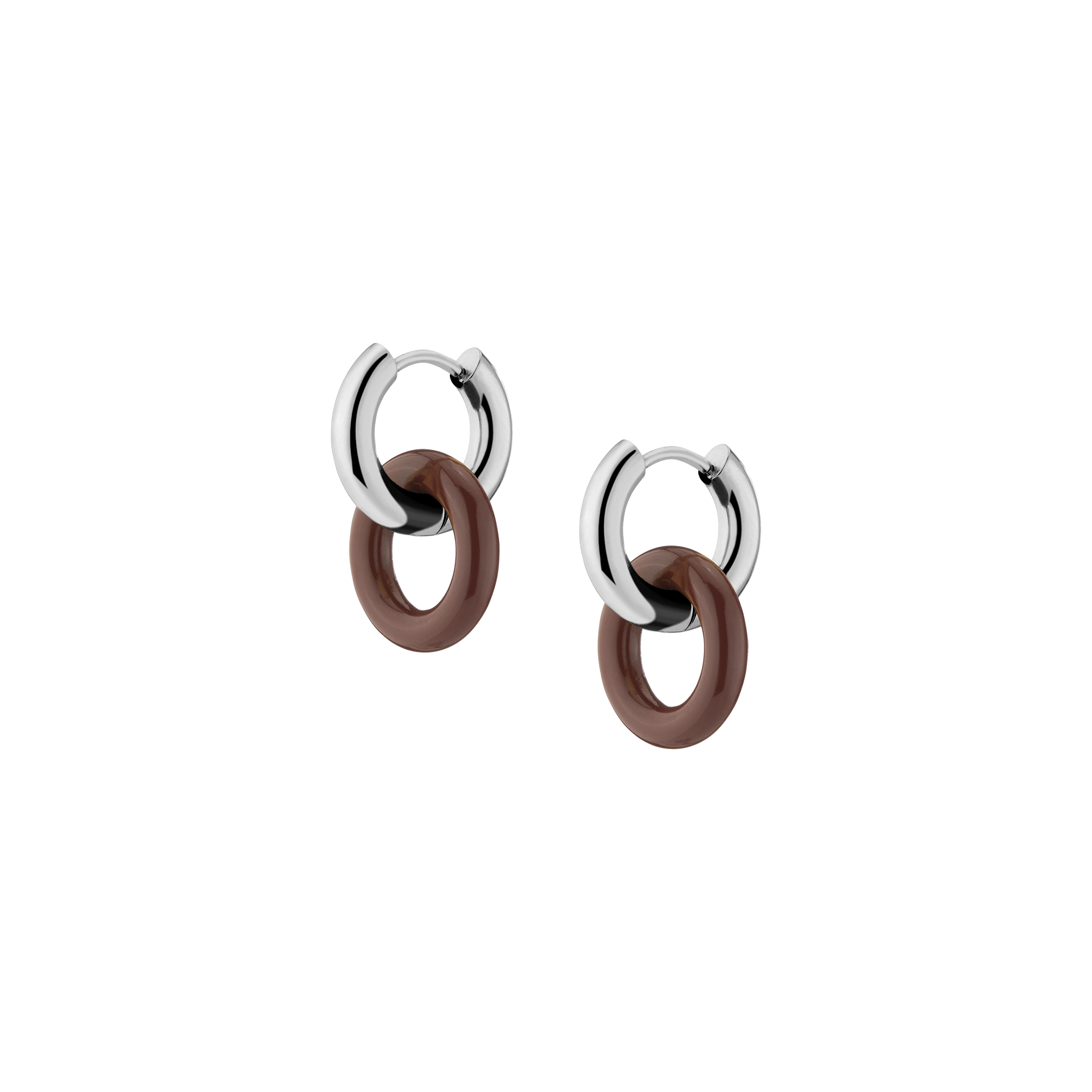 Maroon Bold Connection Earrings Stainless Steel White Gold First