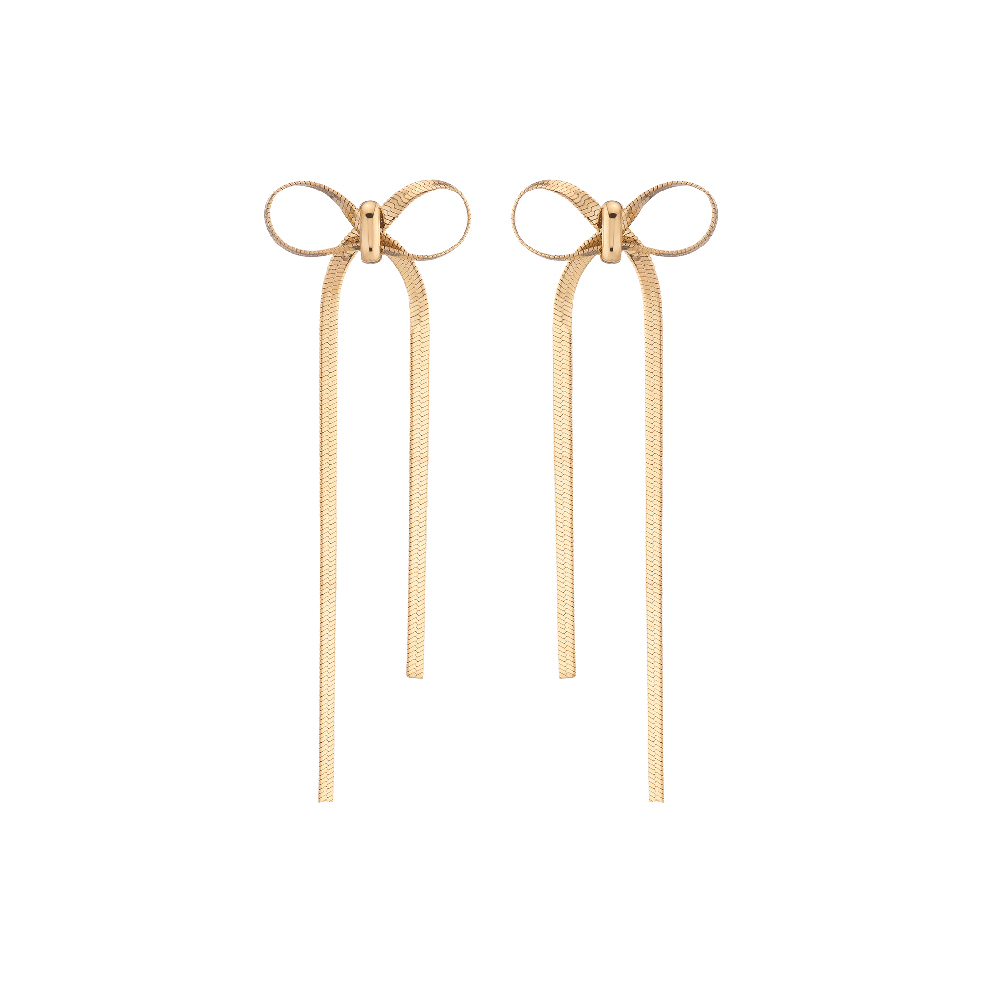 Mini Herringbone Bow Earrings Stainless Steel Yellow Gold First