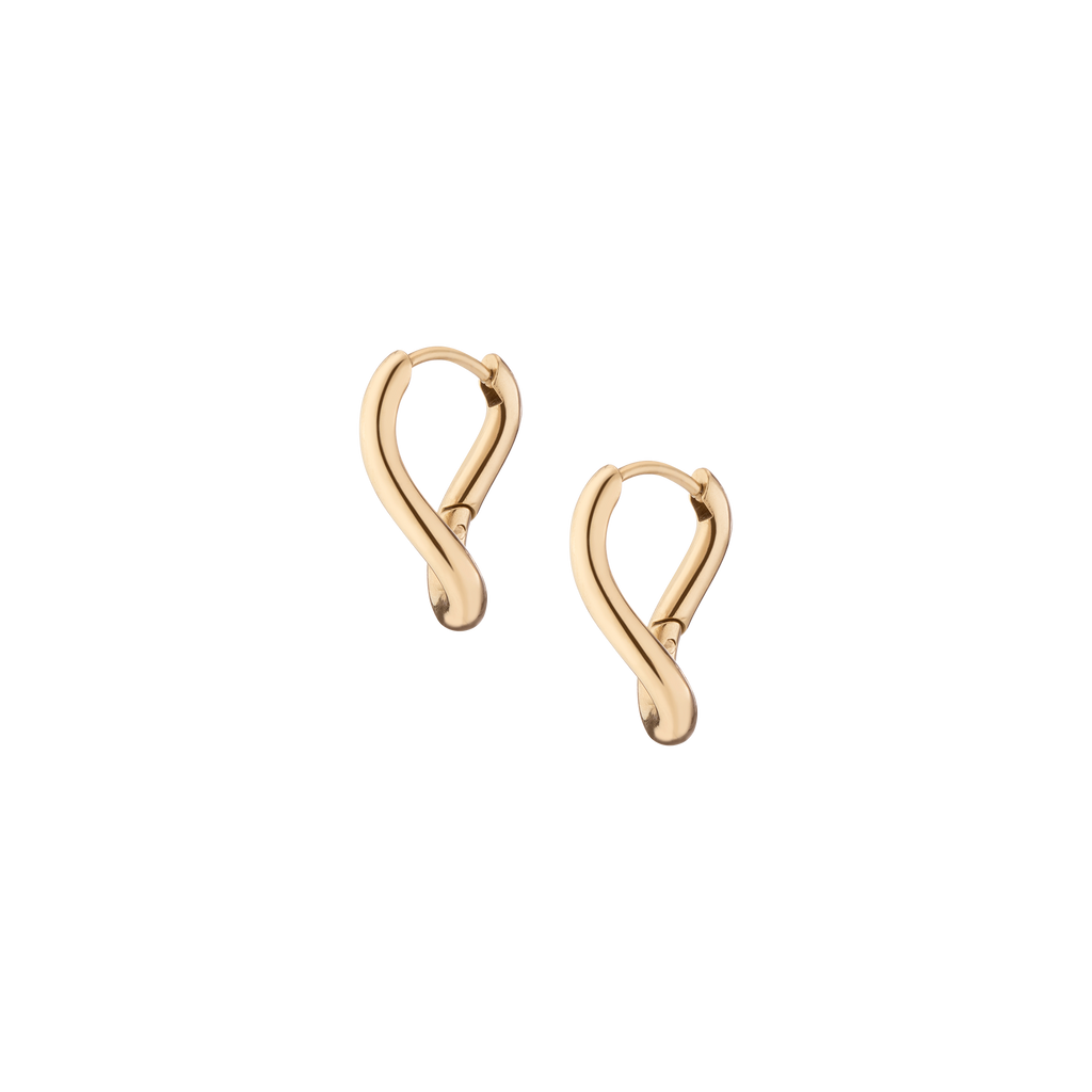 Curve Hoop Earrings Stainless Steel Yellow Gold 