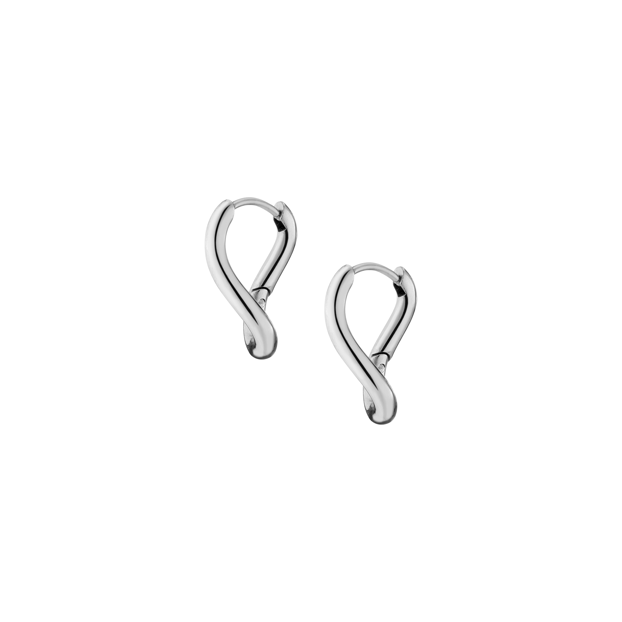 Curve Hoop Earrings Stainless Steel White Gold 