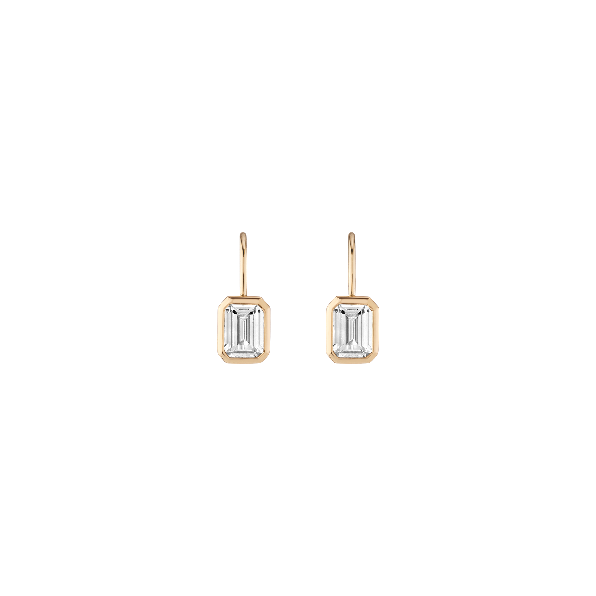 Emerald Lab Grown White Sapphire Bezel Drop Earrings