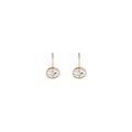 Oval Lab Grown White Sapphire Bezel Drop Earrings