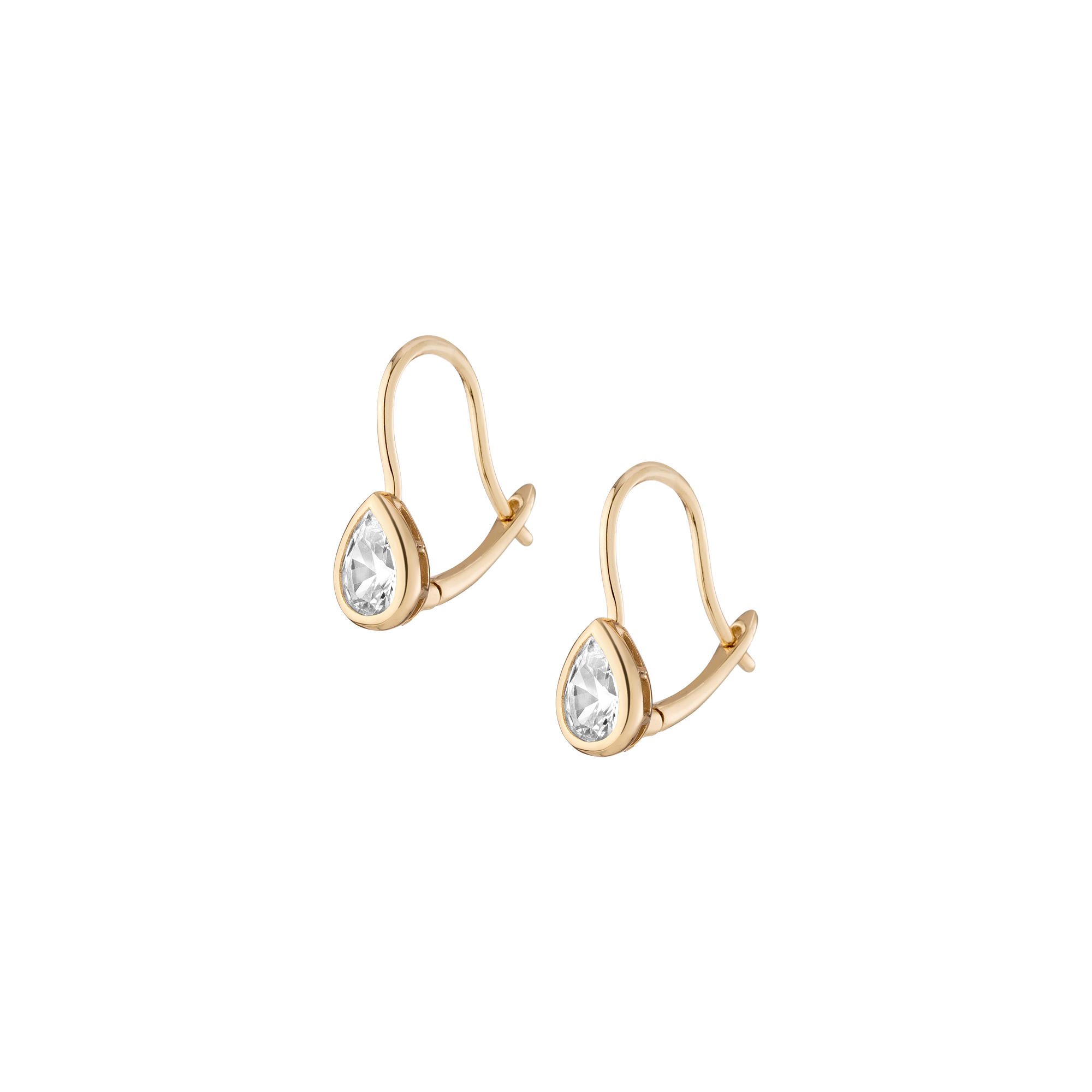 Pear Lab Grown White Sapphire Bezel Drop Earrings