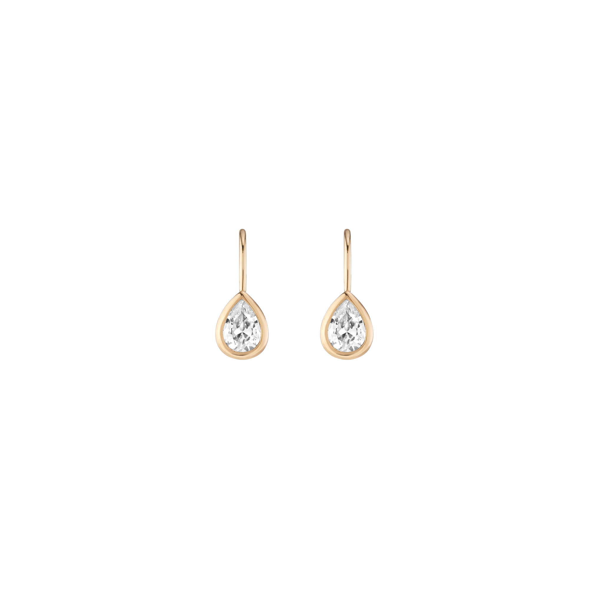 Pear Lab Grown White Sapphire Bezel Drop Earrings