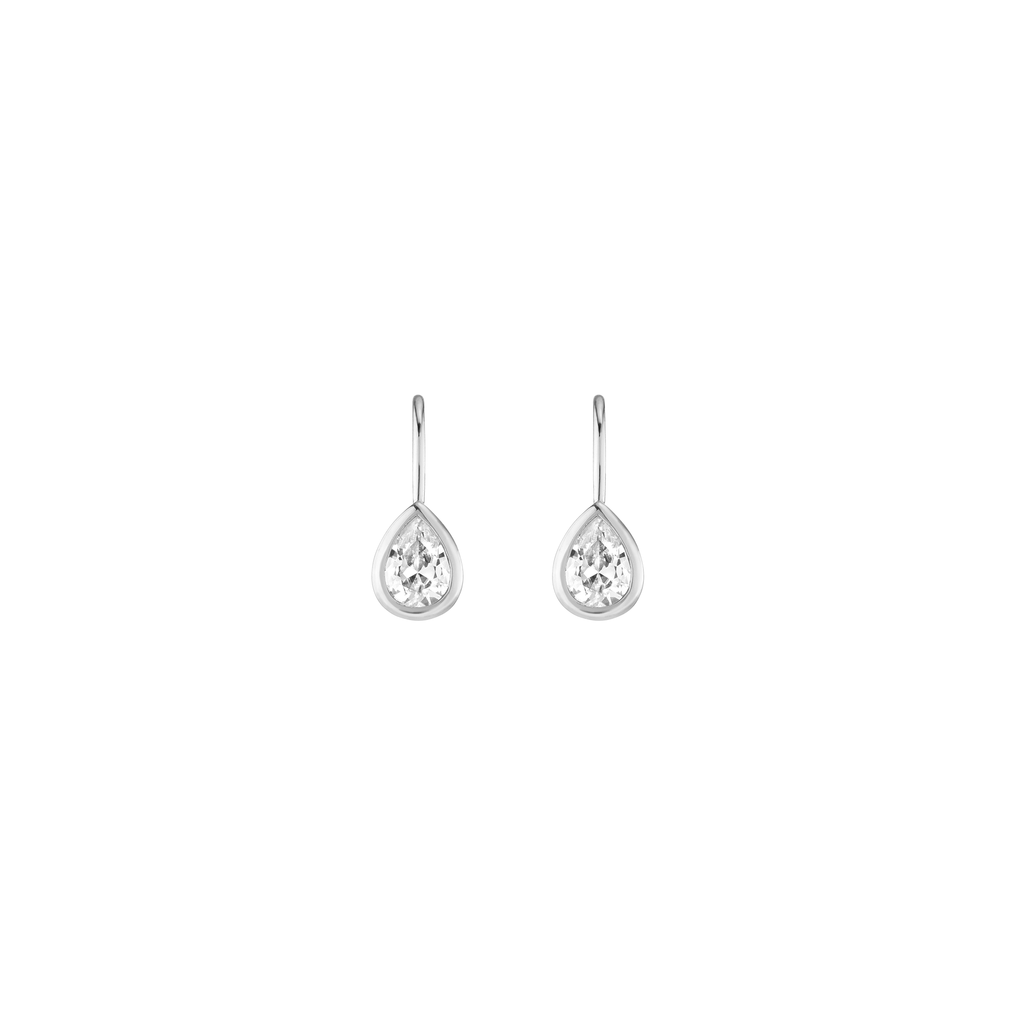 Pear Lab Grown White Sapphire Bezel Drop Earrings