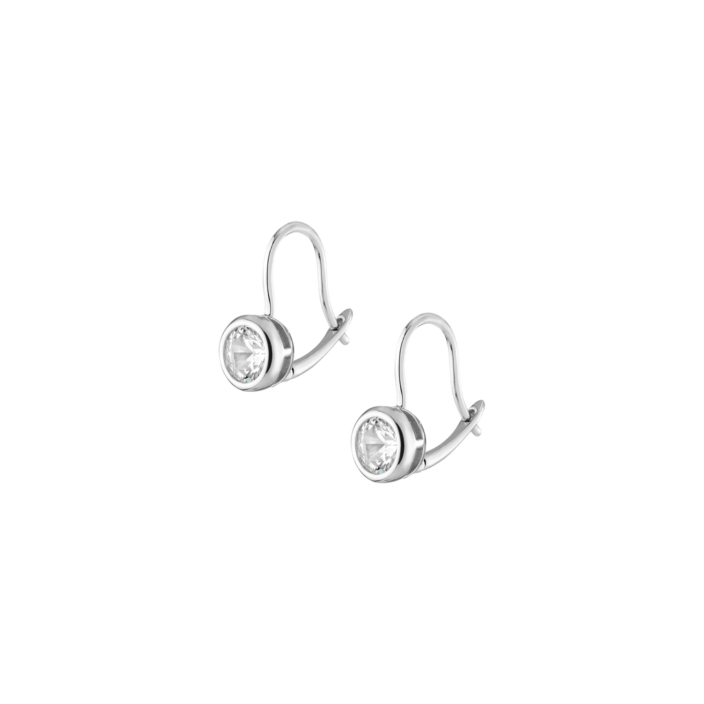 Round Lab Grown Diamond Bezel Drop Earrings