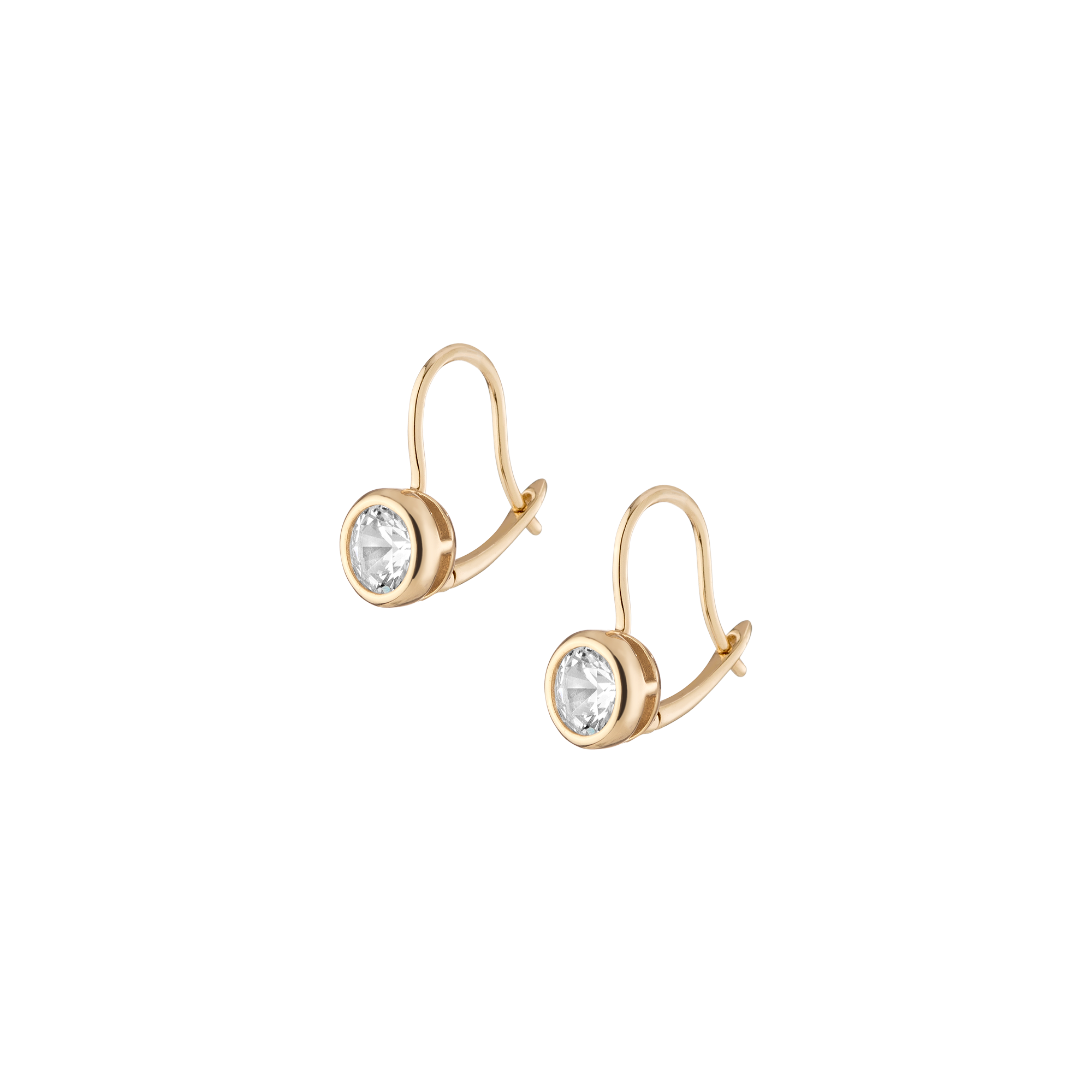 Round Lab Grown Diamond Bezel Drop Earrings