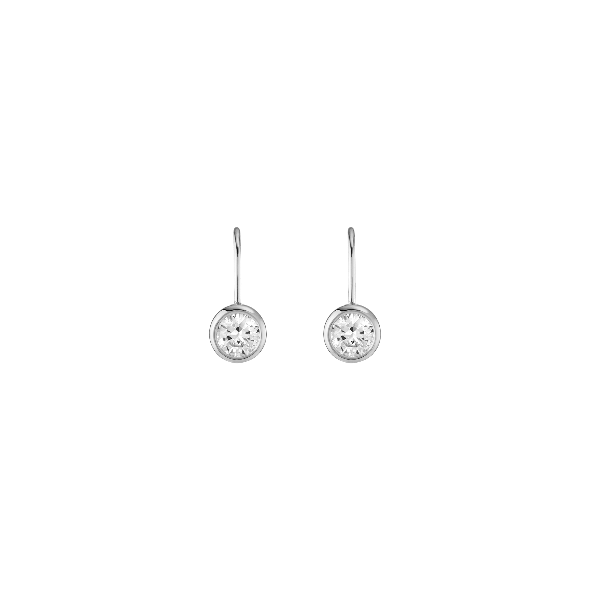 Round Lab Grown Diamond Bezel Drop Earrings
