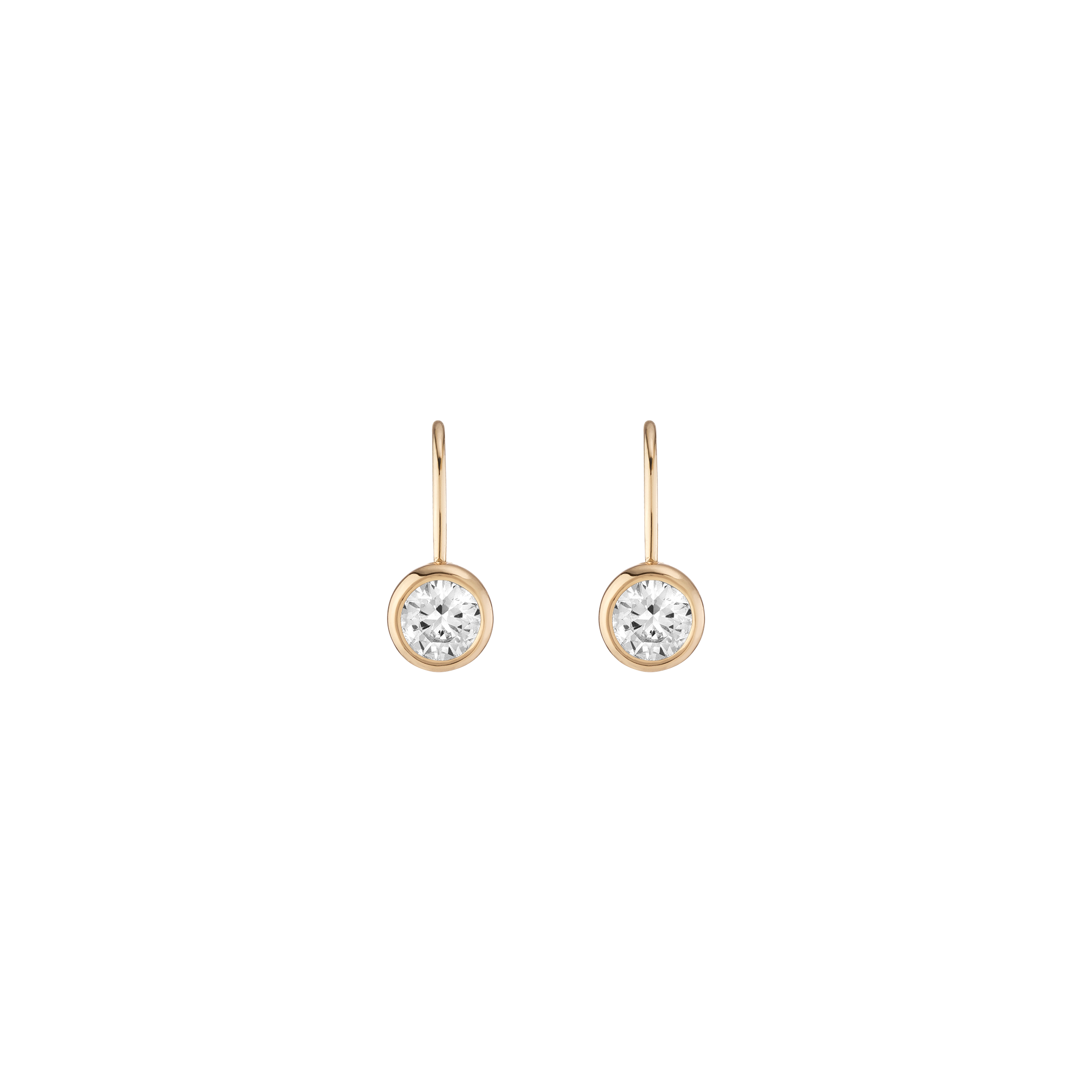 Round Lab Grown Diamond Bezel Drop Earrings