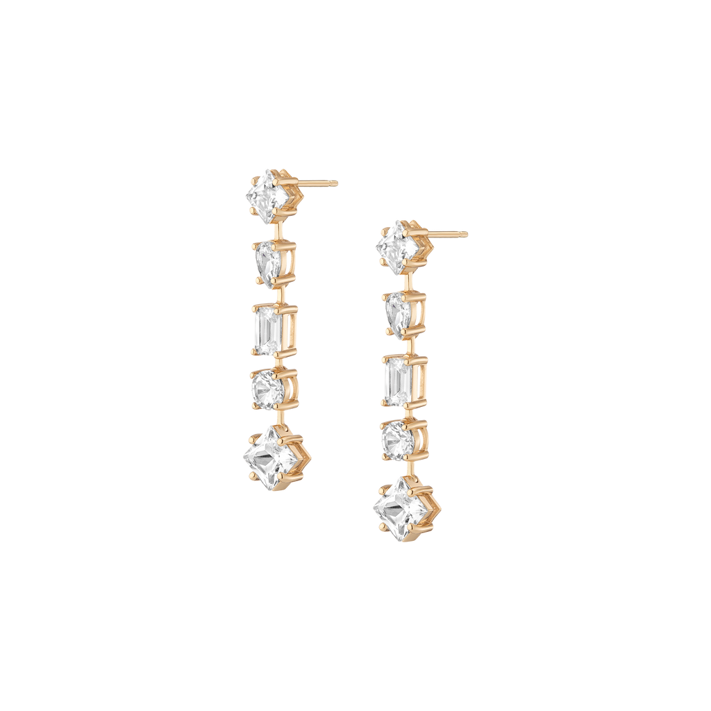 Lab Grown White Sapphire Mosaic Tennis Earrings